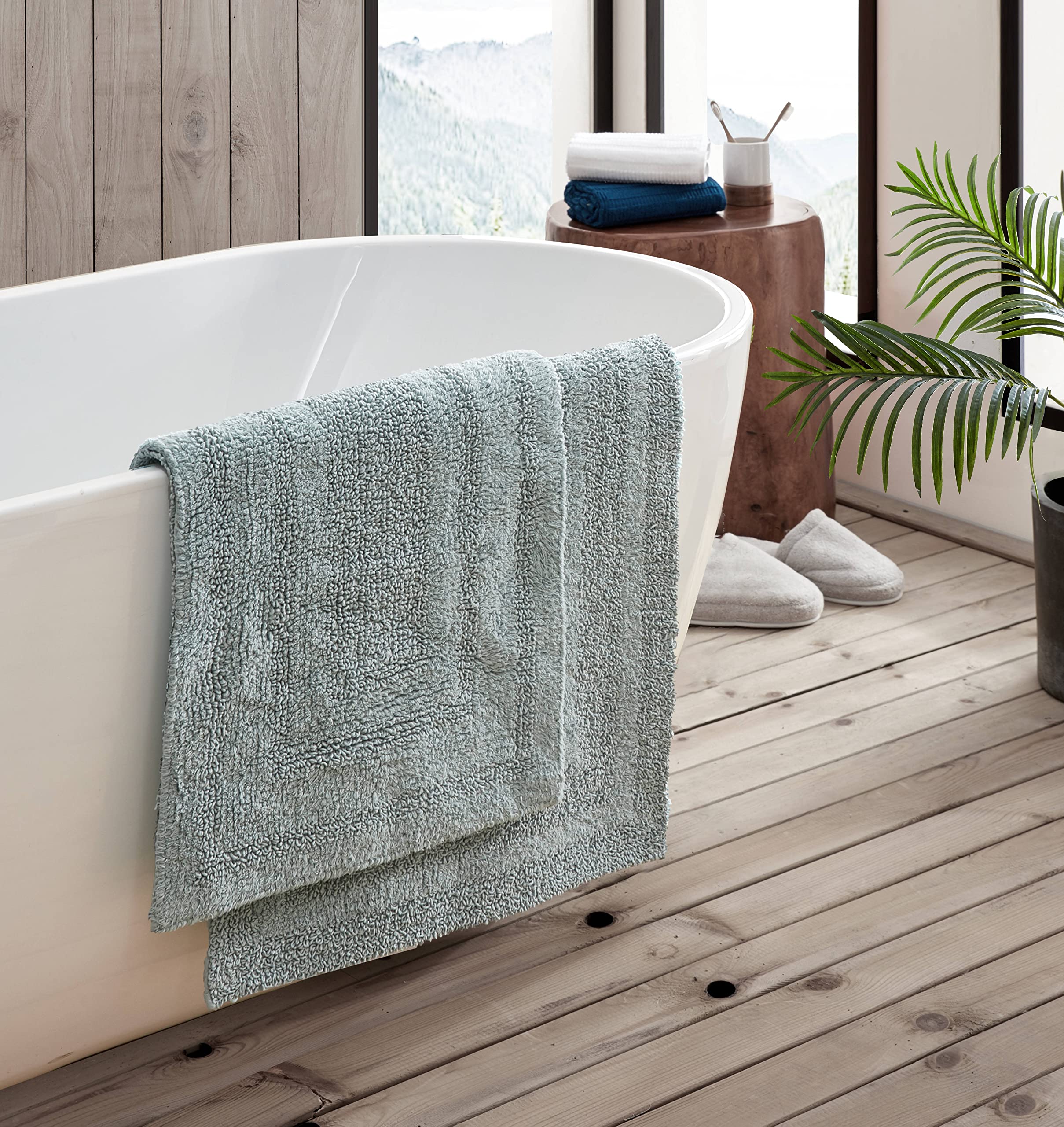 Eddie Bauer - Bathroom Rugs Set, Soft Tufted Cotton Bathroom Decor, Super Absorbent & Quick Dry (Logan Green, 2 Piece)