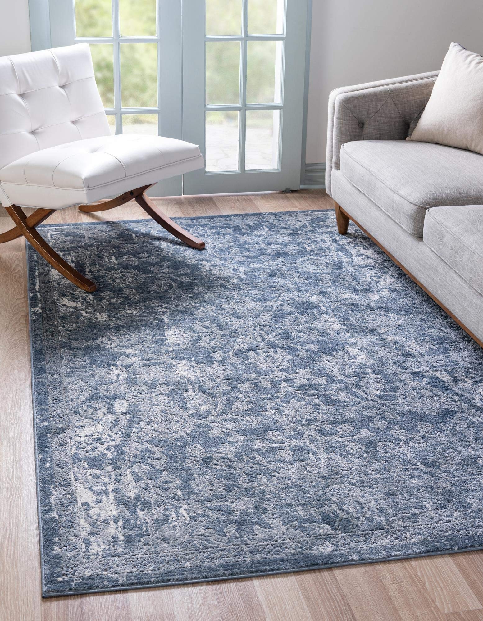 Rugs.com Oregon Collection Rug - 6 x 9 Blue Low-Pile Rug Perfect for Living Rooms, Large Dining Rooms, Open Floorplans