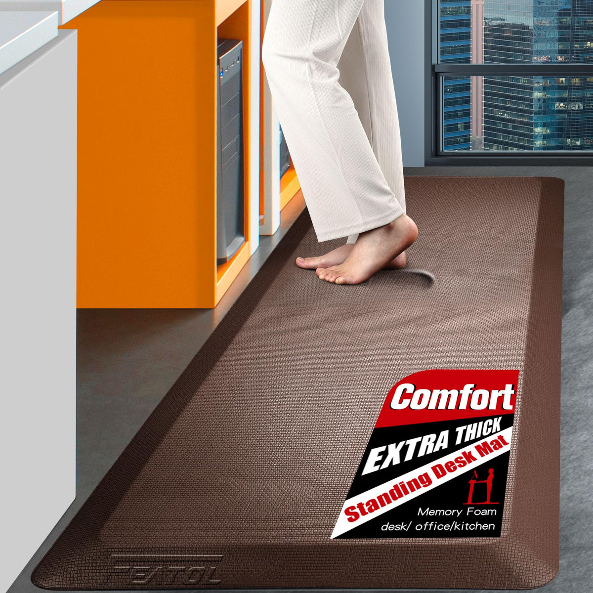 Featol Anti Fatigue Mat Floor Mat, Extra Thick Standing Office Desk Mat Memory Foam Cushioned Anti Fatigue Ergonomic Kitchen Mat