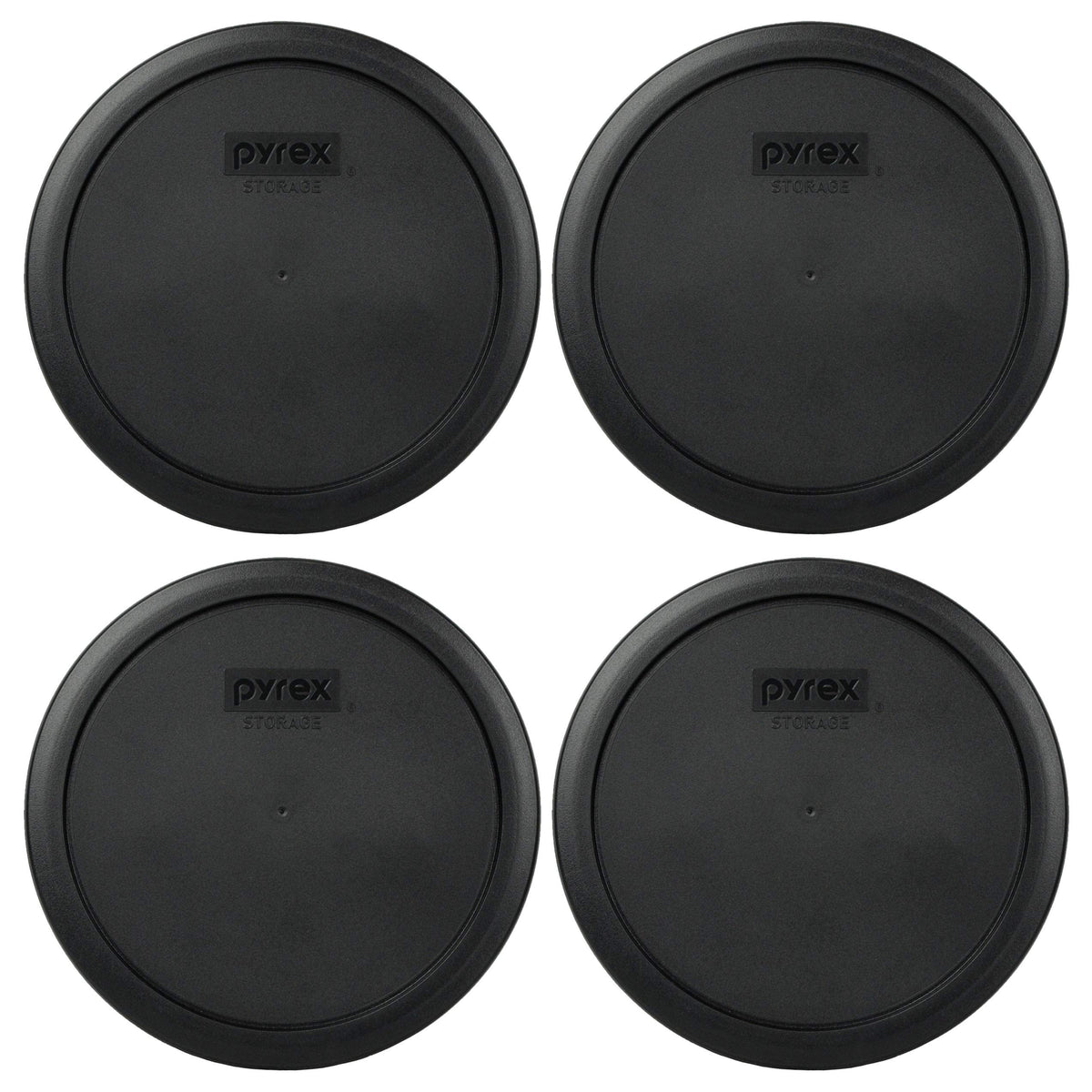 Pyrex 7402-Pc 6/7 Cup Black Round Plastic Food Storage Lid, Made In Usa - 4 Pack