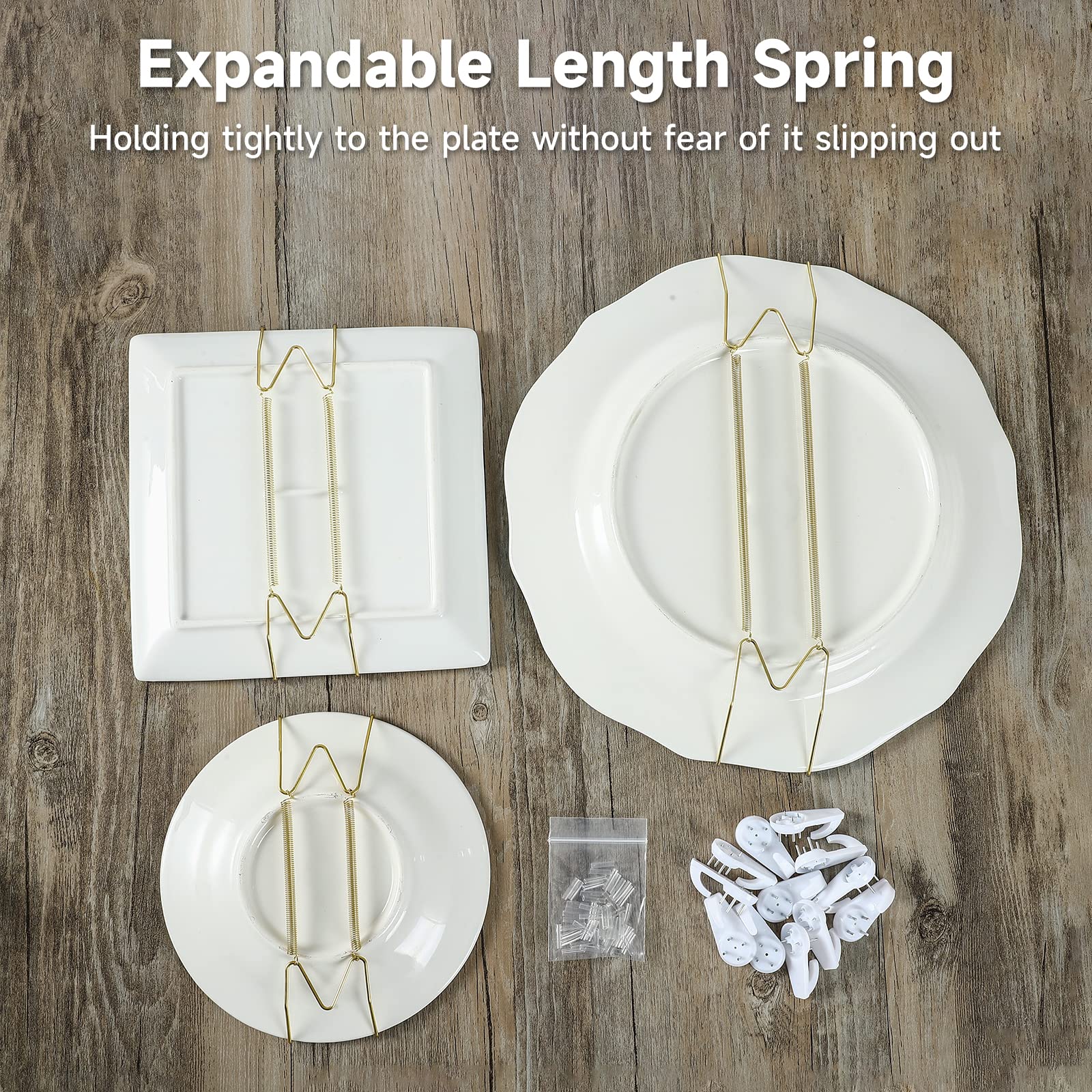 Fasunry 10 Pack Plate Hangers, 10 Inch Wall Plate Hangers And 12 Pack Wall Hooks, Compatible 8.5 To 10.5 Inch Decorative Plates,