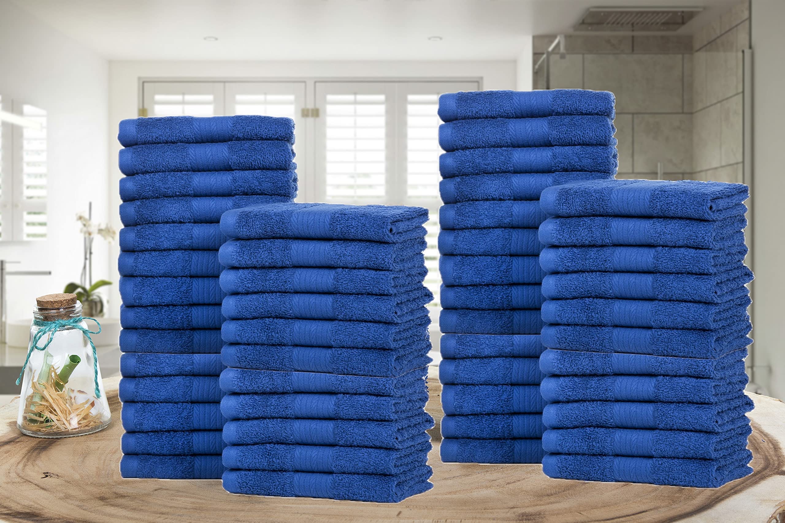 Ample Decor Wash Cloths Pack Of 50 12 X 12 Inch 100% Cotton 600 Gsm, Soft Absorbent, Machine Washable Face Towels, Oeko Tex Cert