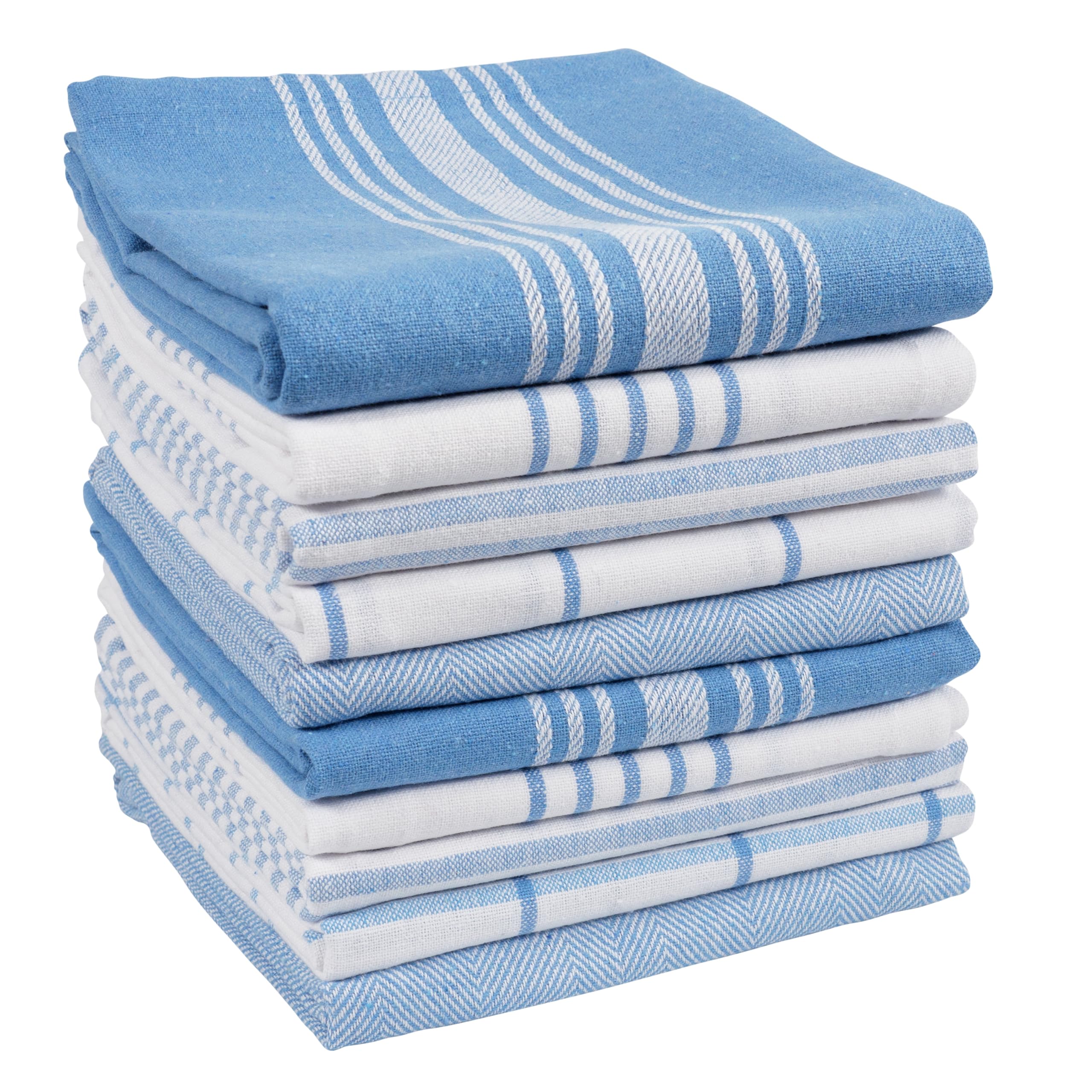 Kaf Home Soho Kitchen Dish Towel Set Of 10 | 18 X 28 Inch Tea Towels | Soft And Absorbent Mixed Set Of Flat Towels (French Blue)