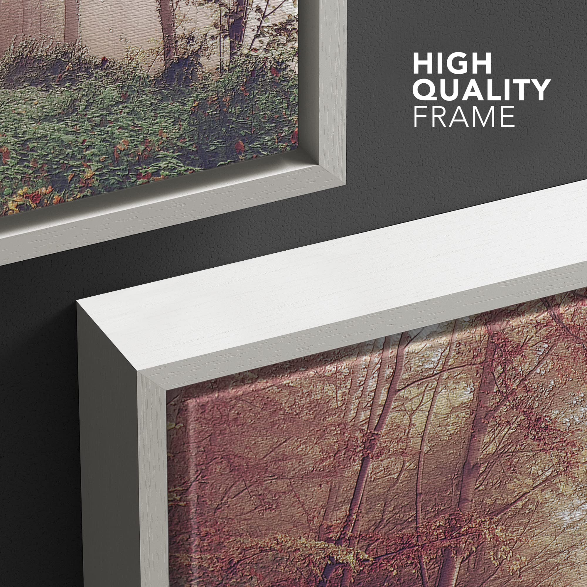 wall26 Framed Canvas Print Wall Art Path in The Red Pine Tree Forest Nature Wilderness Photography Modern Art Rustic Scenic Colorful Multicolor for Living Room  Bedroom  Office - 24''x36'' White