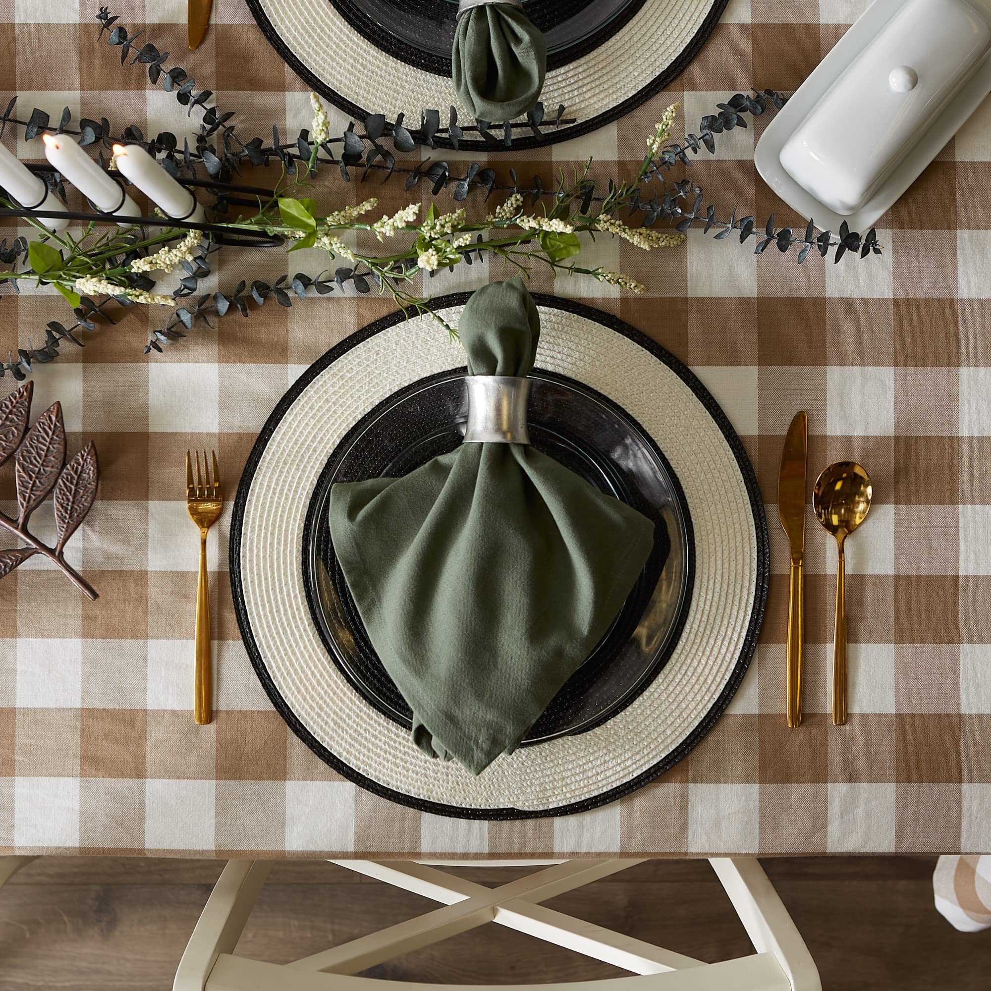 DII Stone Buffalo Check Tablecloth