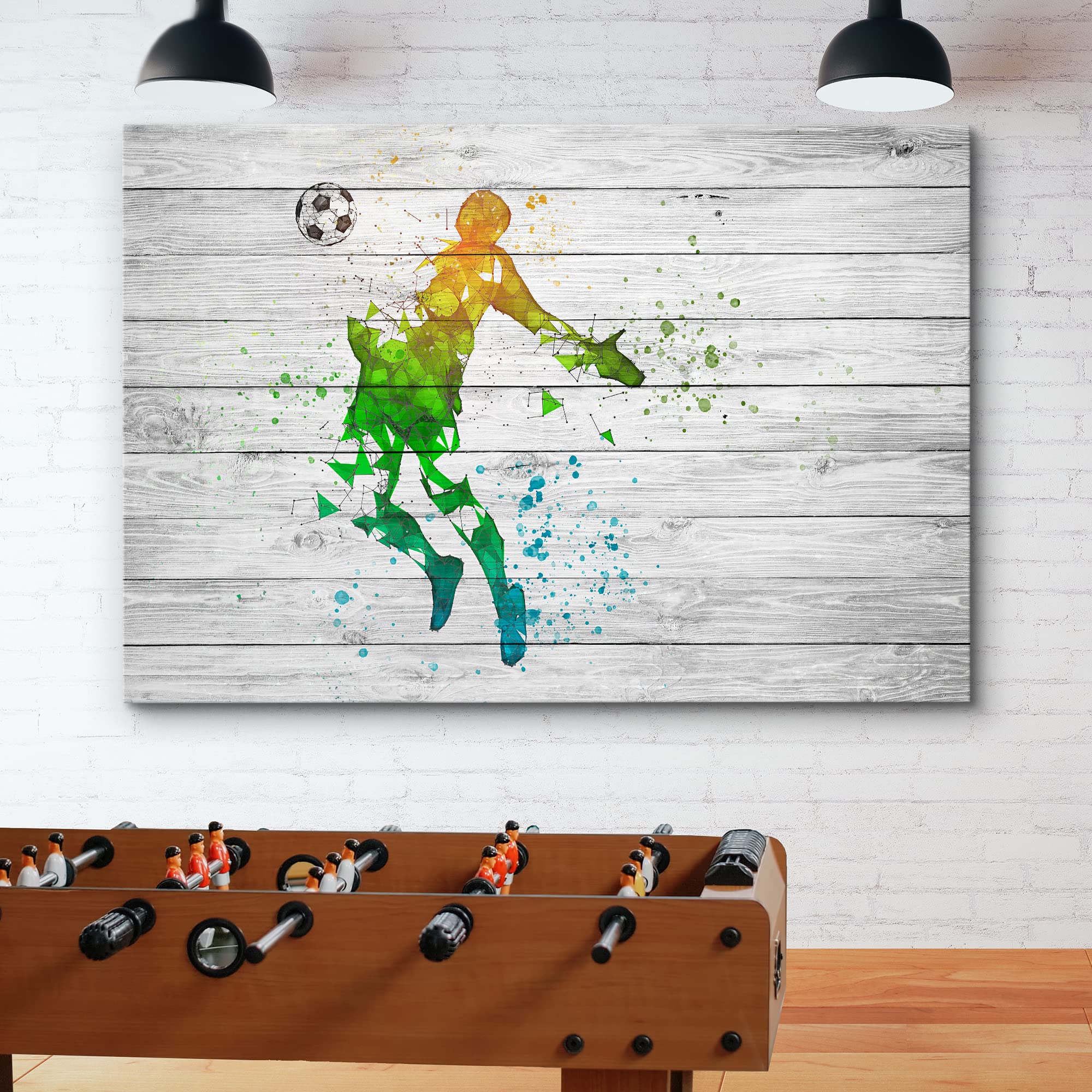 Wall26 Canvas Print Wall Art Colorful Spray Paint Graffiti Soccer Player Sports & Fitness Athletes Digital Art Realism Boy'S Bed