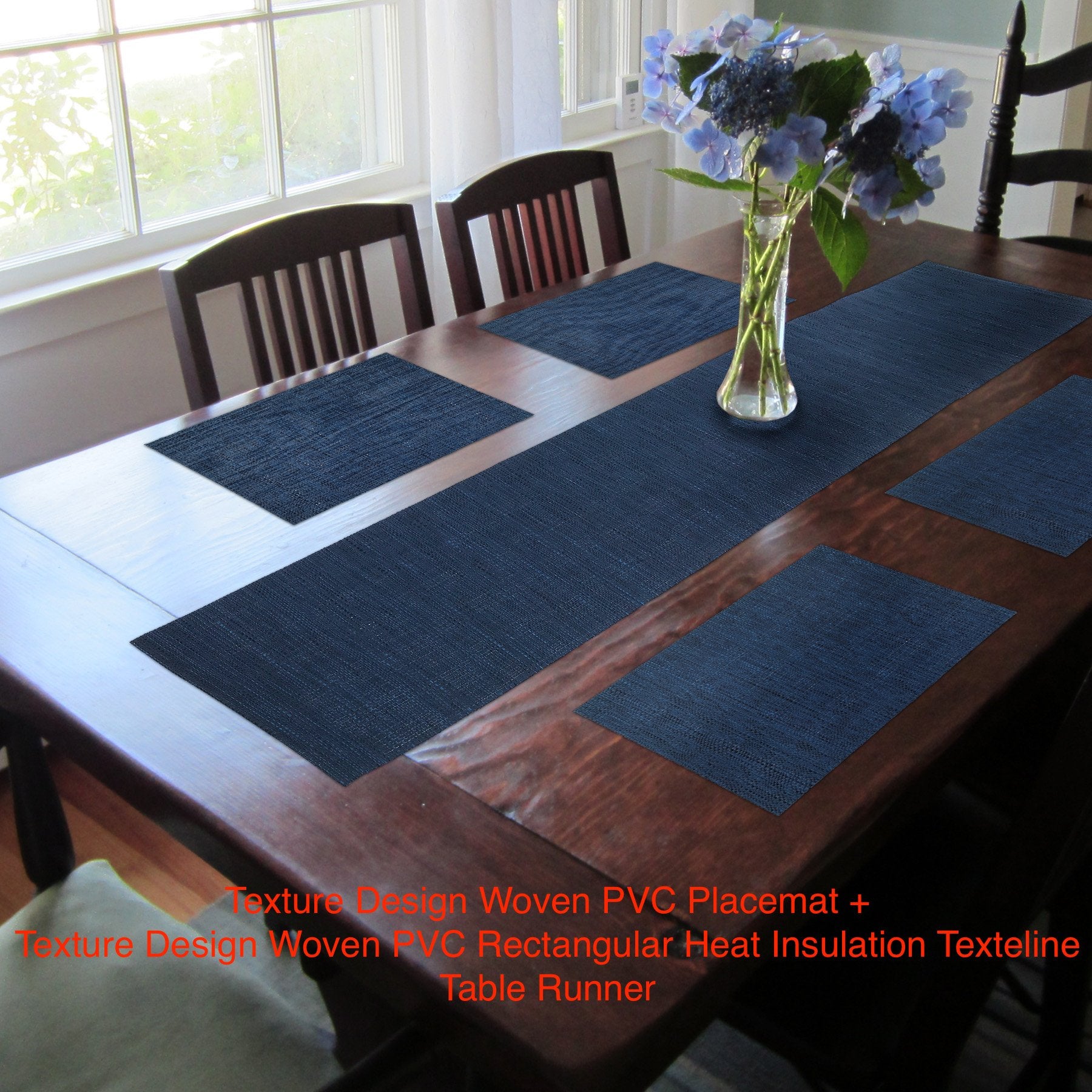 Texture Design Woven Pvc Placemat (Navy), Set Of 4