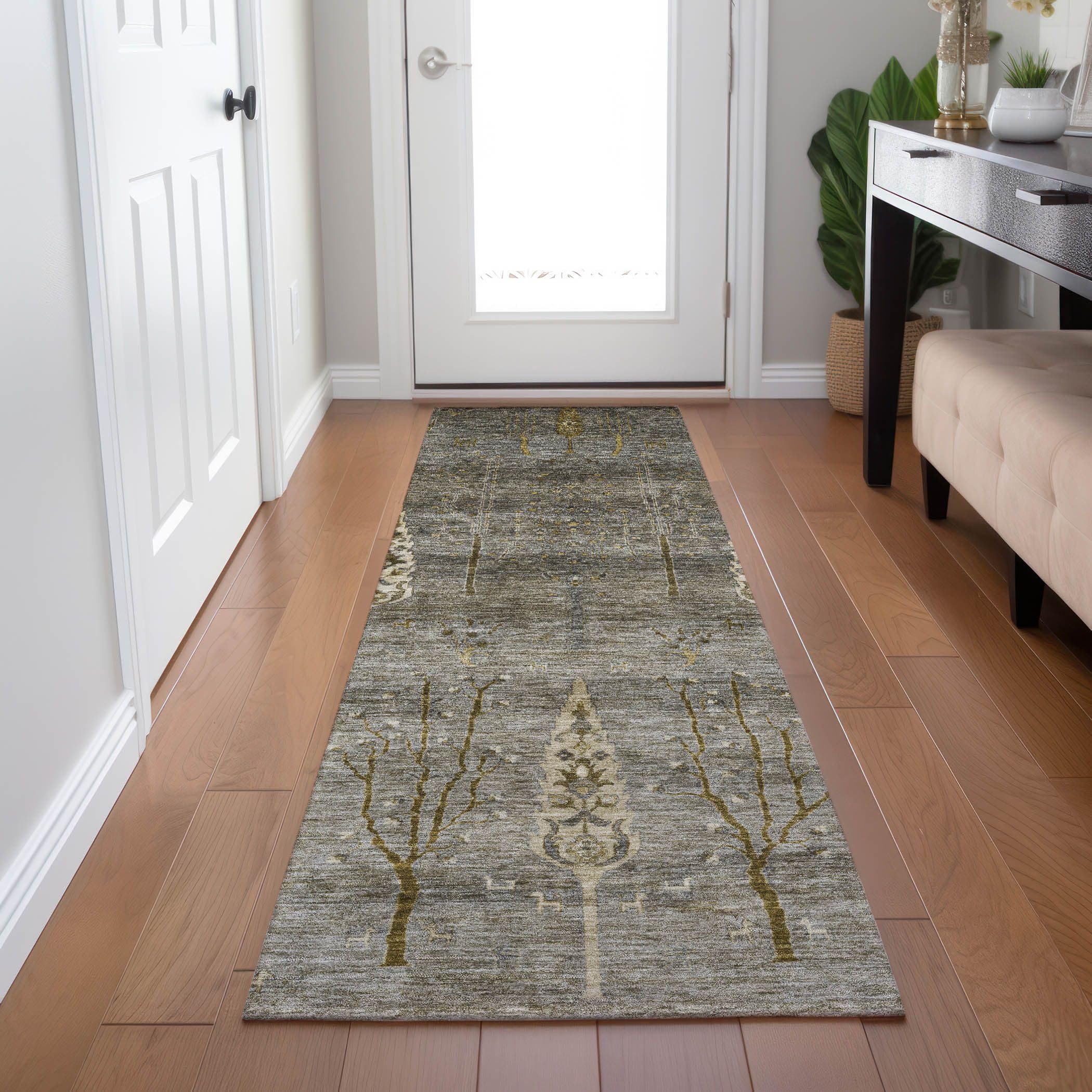 Machine Washable Indoor/Outdoor Chantille Pewter 23 x 76 Runner Rug