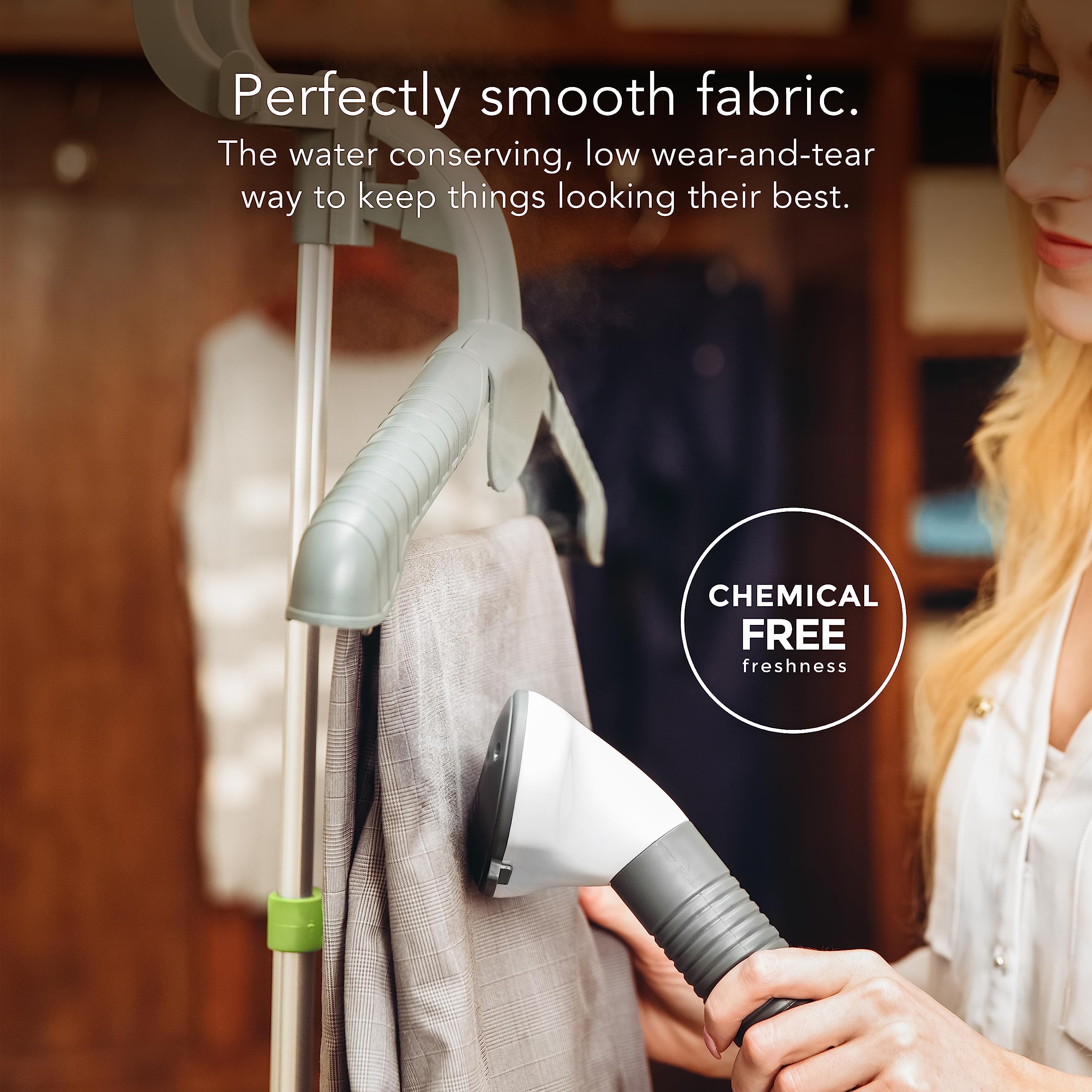 Steamfast SF-520 Full Size Fabric Steamer with Insulated Hose  Clothes Hanger  and Fabric Brush   White