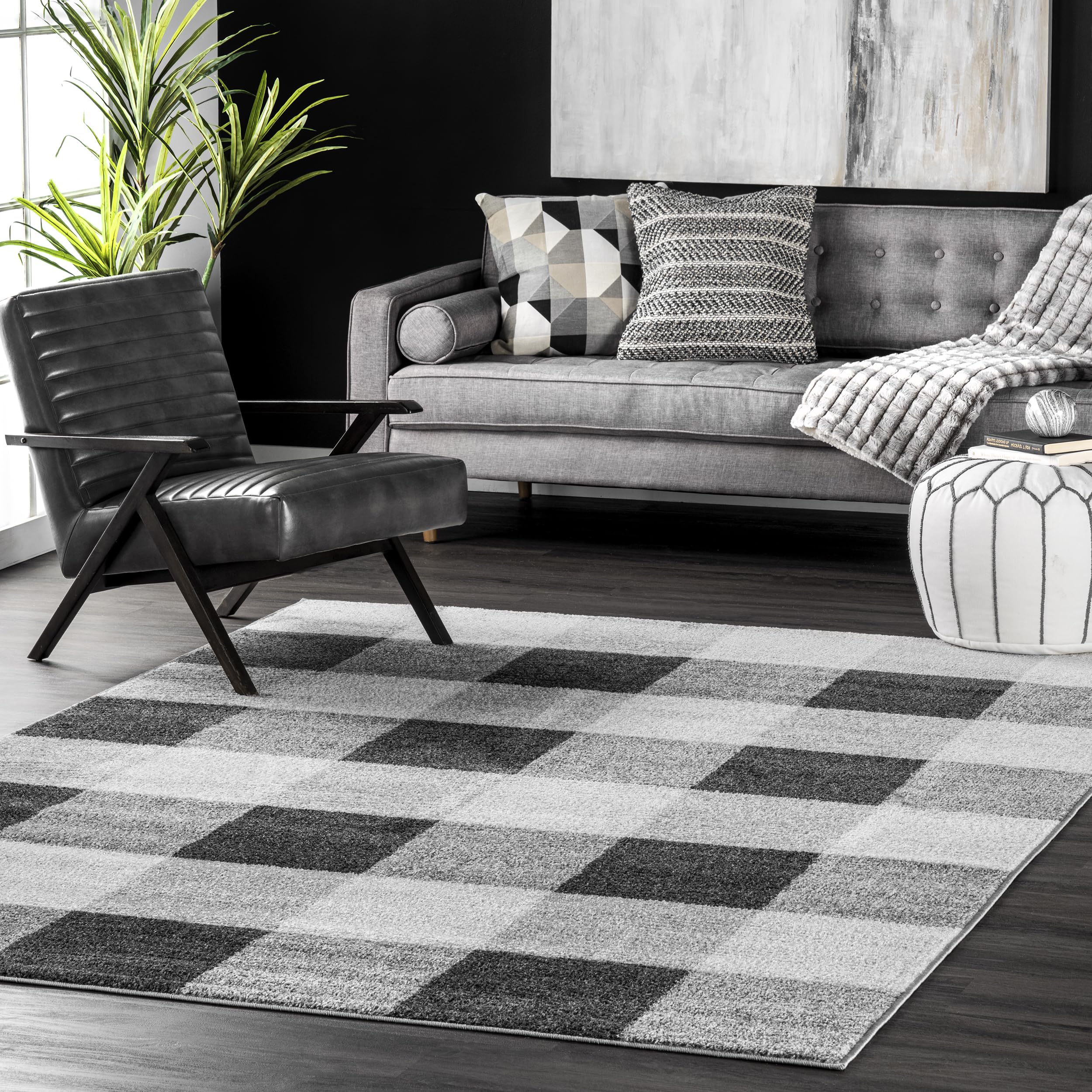 nuLOOM Aisha Buffalo Plaid Area Rug, 9x12, Grey