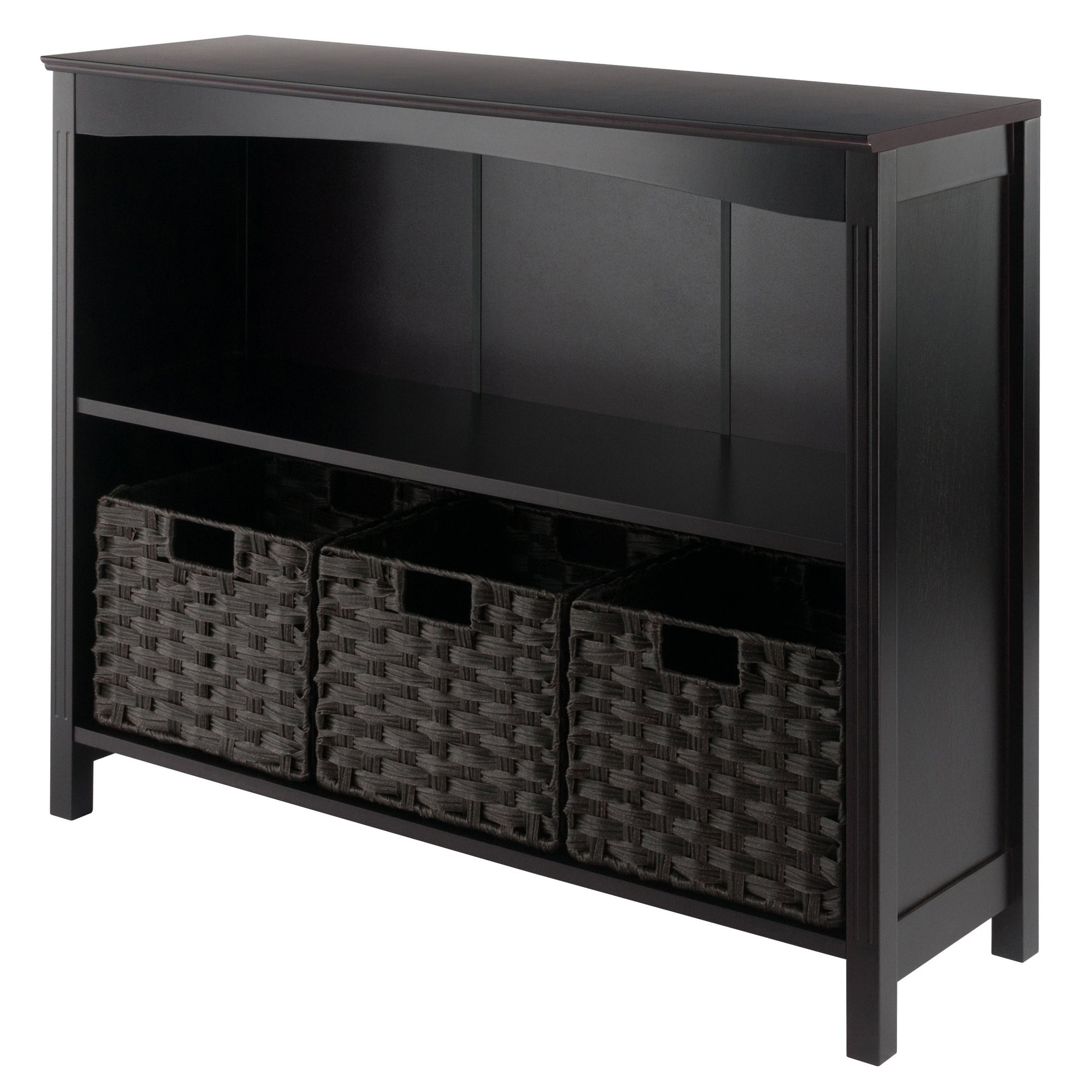 Terrace 4-Pc Storage Shelf With 3 Foldable Woven Baskets, Walnut And Chocolate