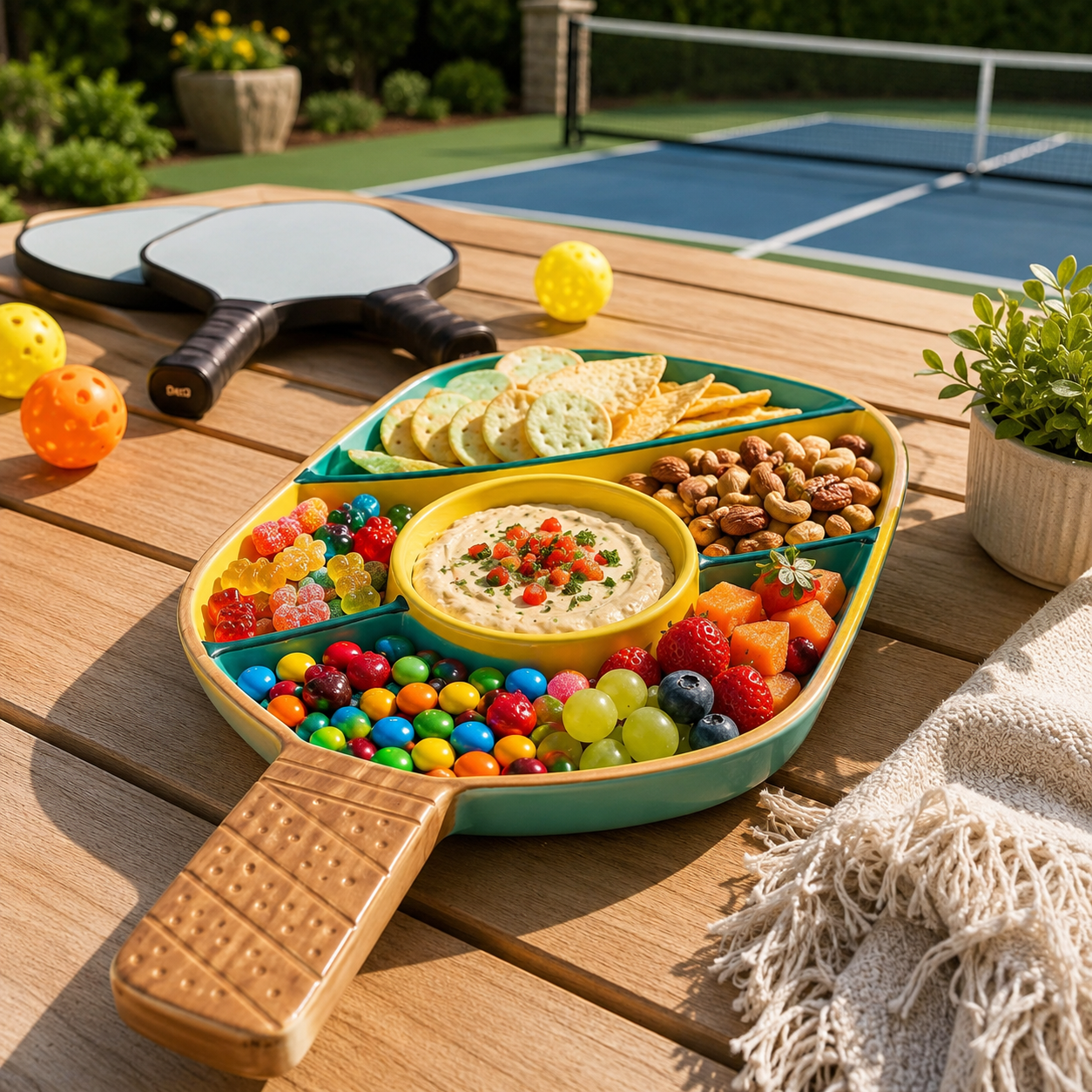 Khen Ceramic Pickleball Dish | Paddle Shaped Serving Tray Platter Decorative Tableware
