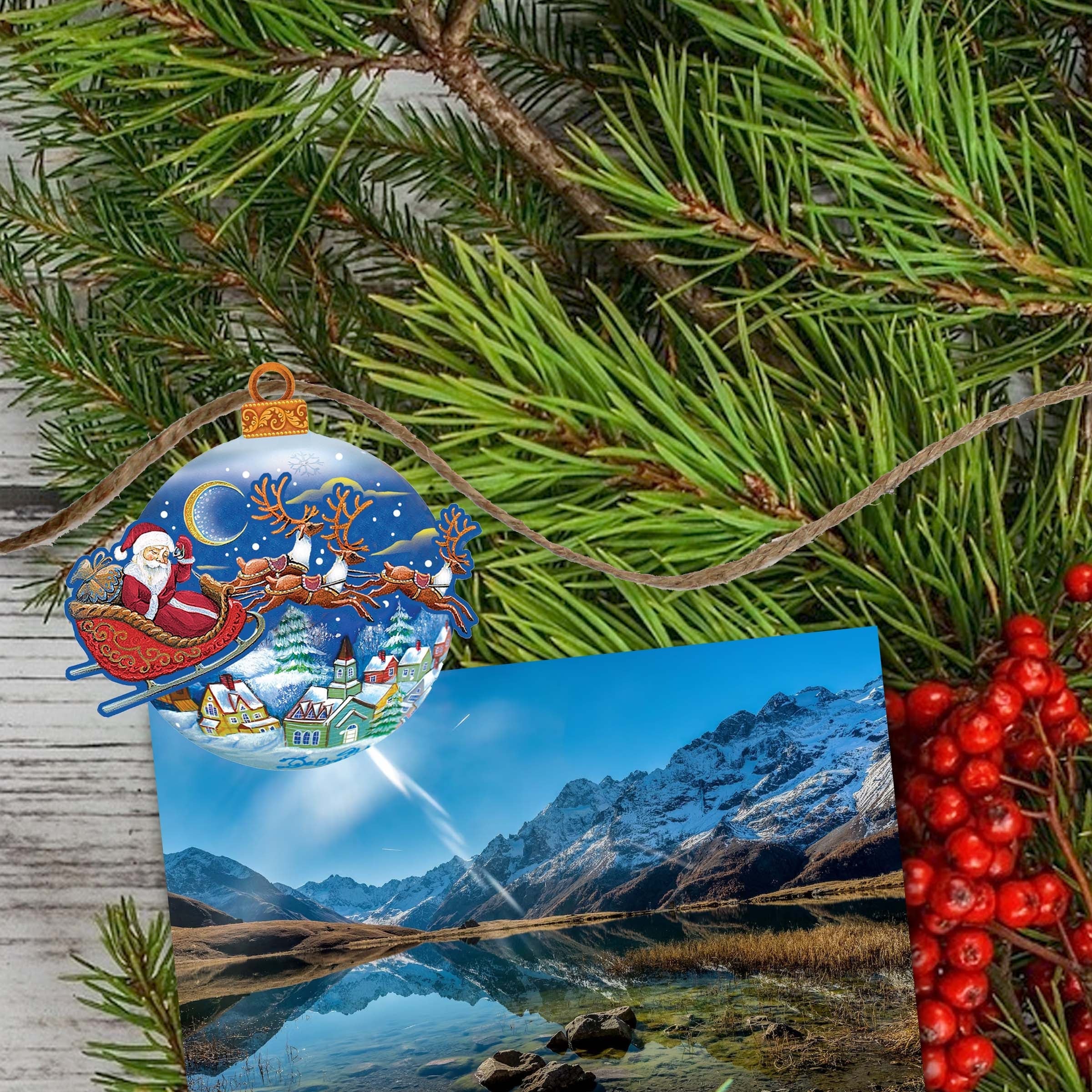 Up-Up and Away Clip-On Eco Wood Decorative Ornaments Set of 6 by G. Debrekht - Christmas Decor - 8090132C-S6