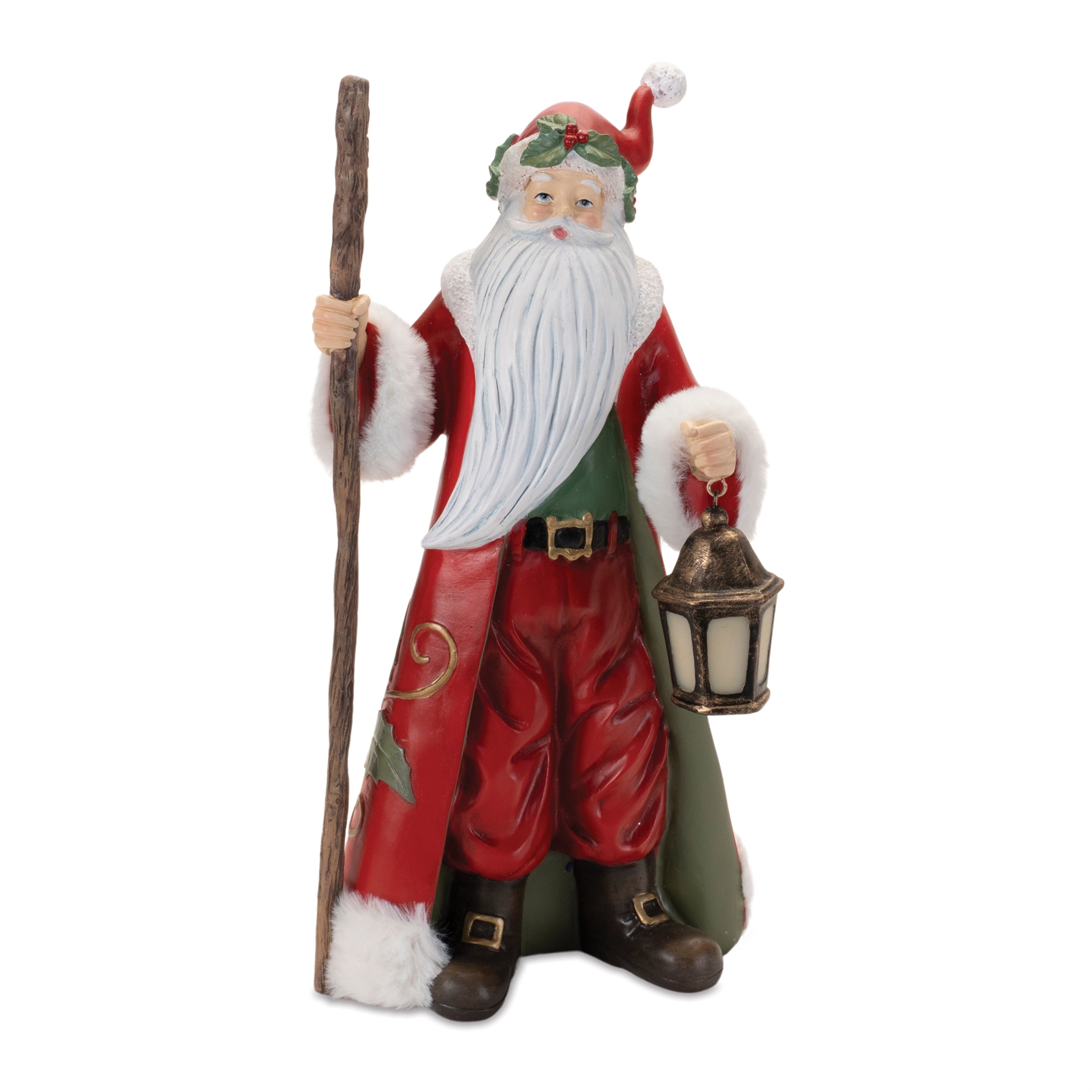 Santa w/Lantern 13.5H Resin
