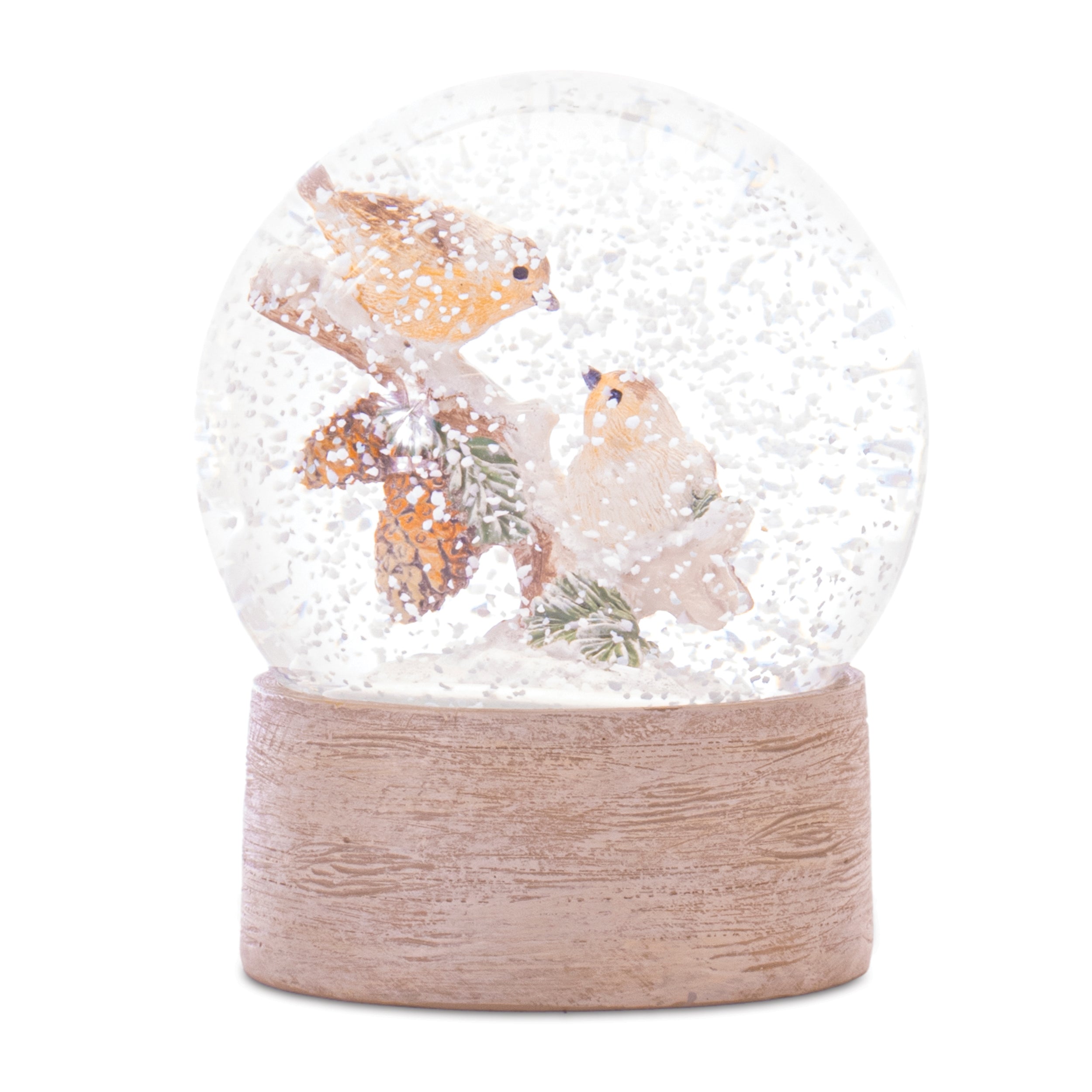 Snow Globe w/Birds 4.5H Resin