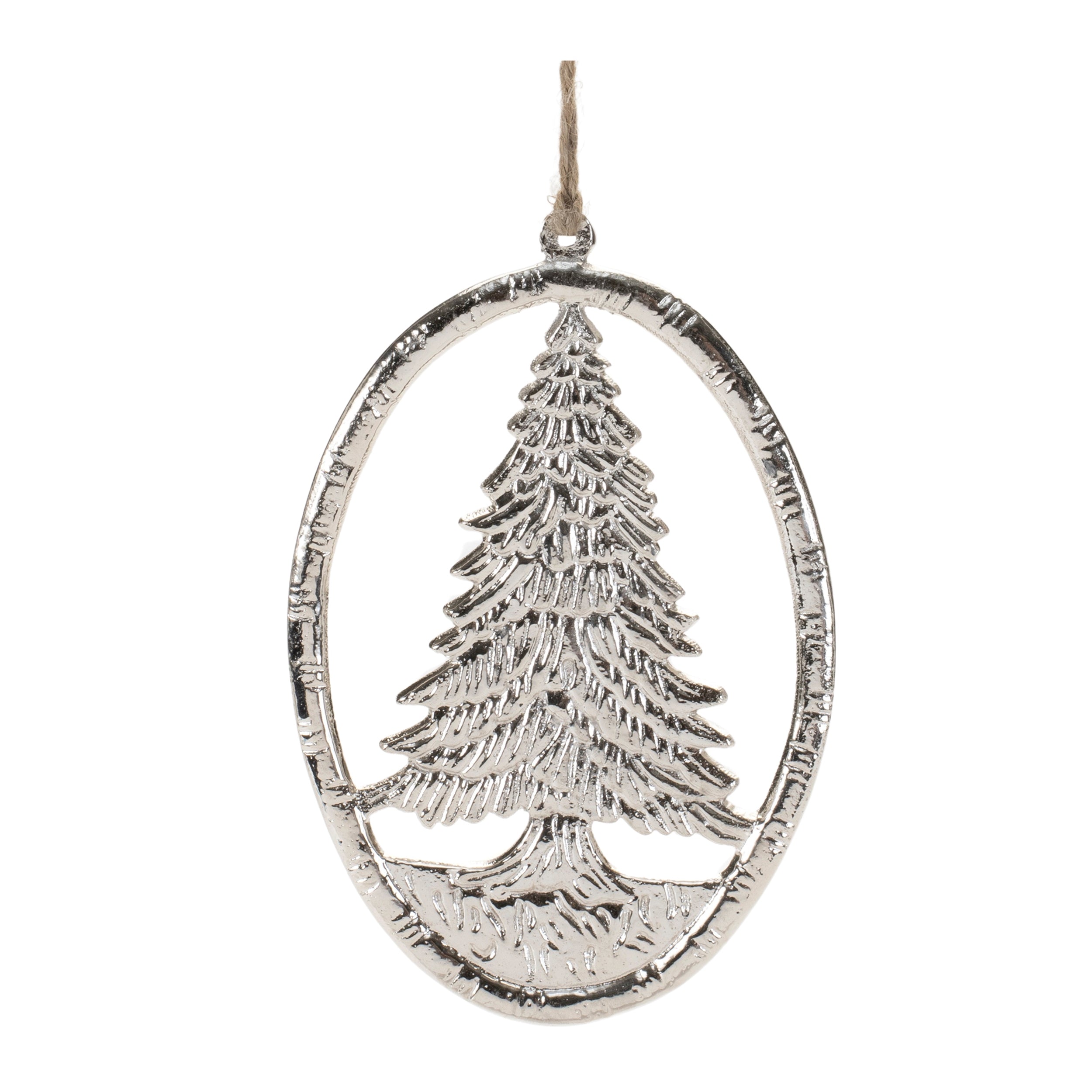 Oval Tree Ornament (Set of 12) 6H Aluminum