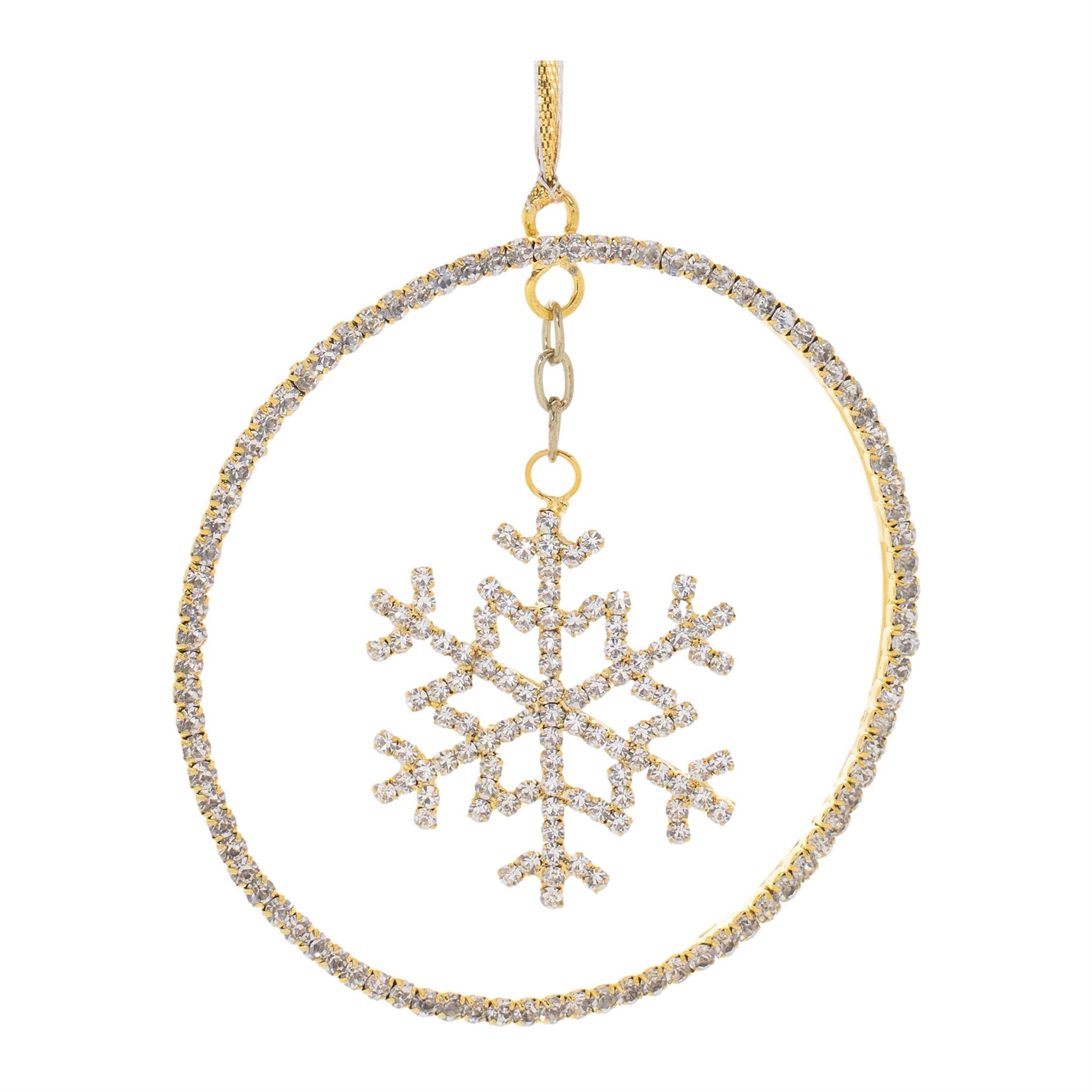 Snowflake Disc Ornament (Set of 12) 4H Iron/Glass Beads