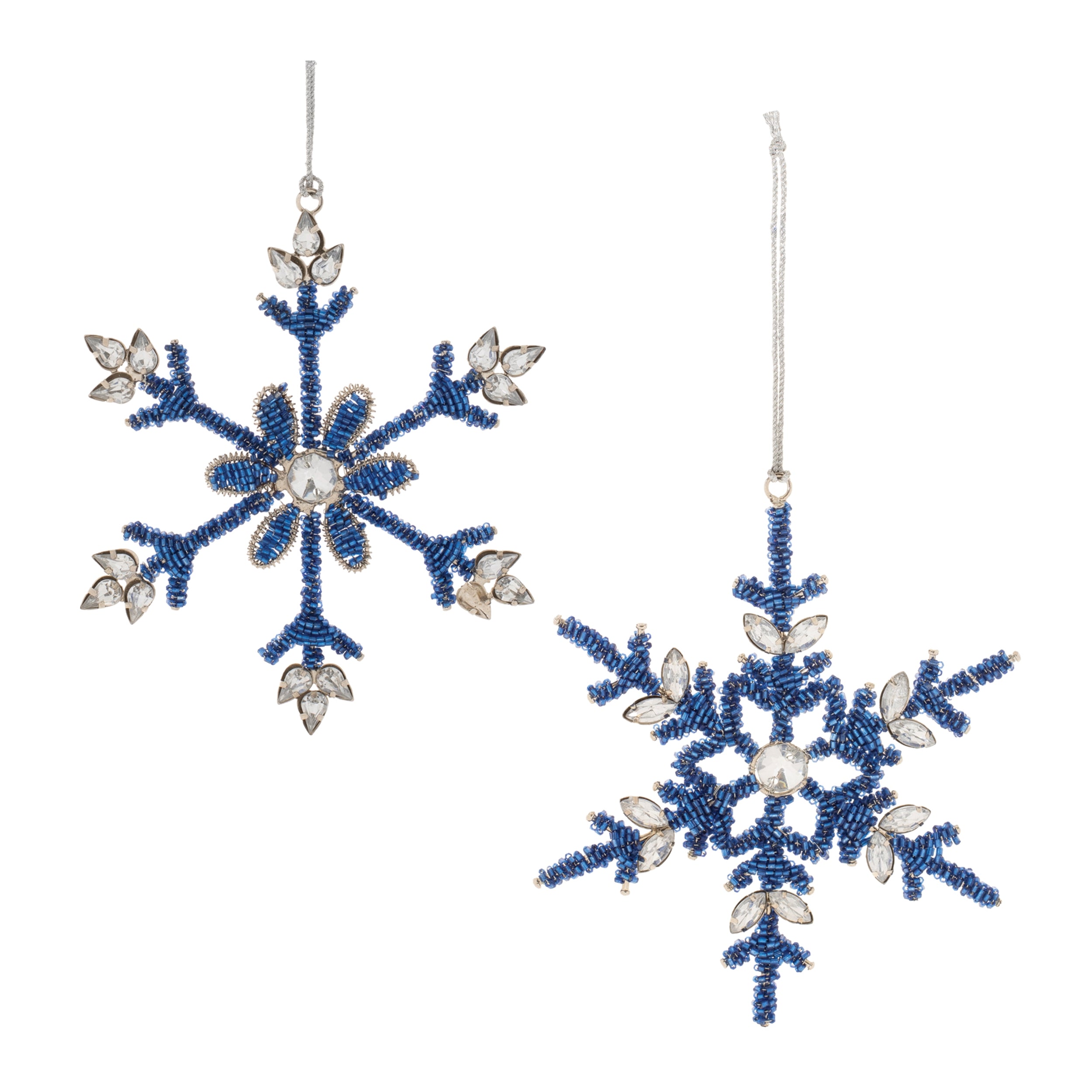 Snowflake Ornament (Set of 12) 6H Iron/Glass Beads