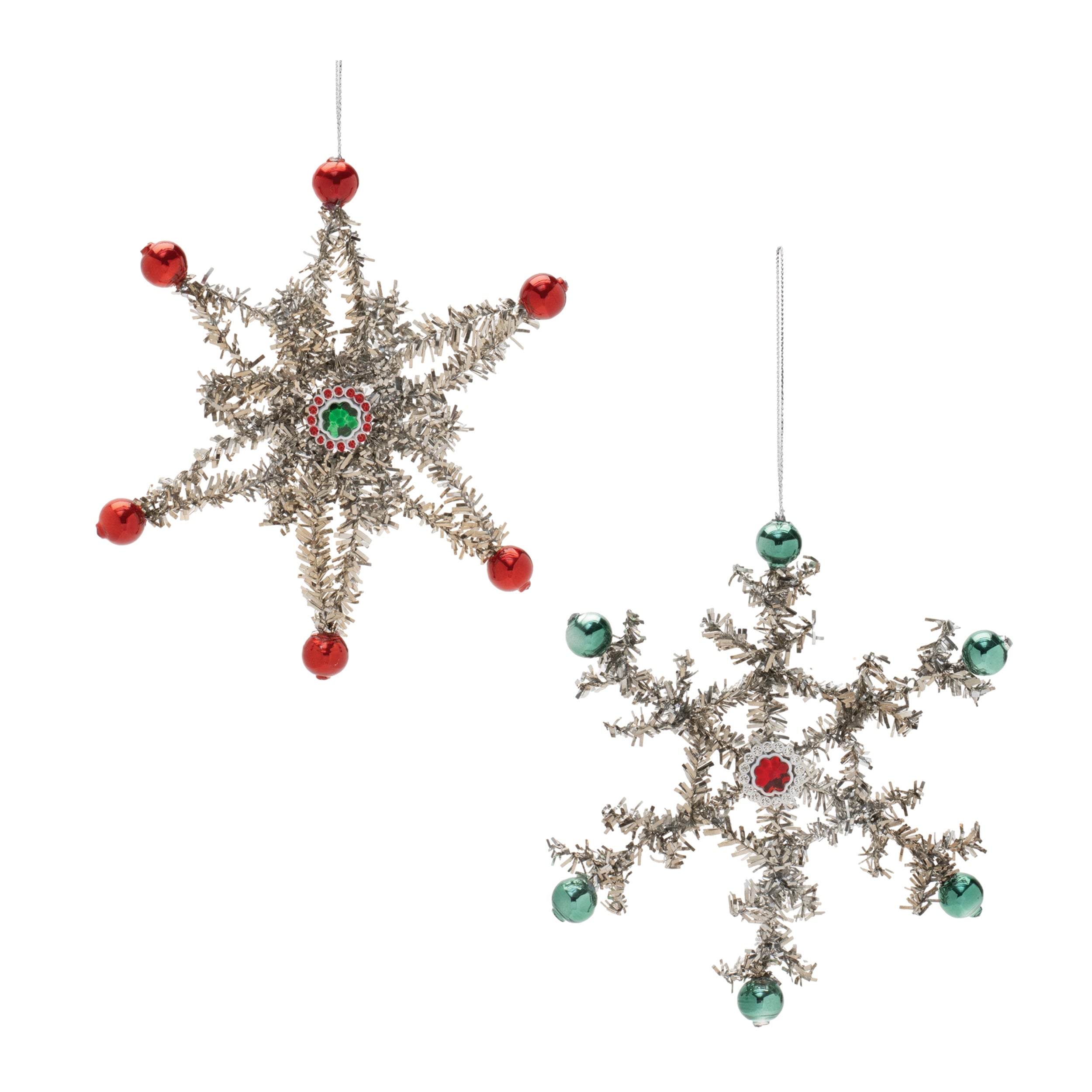 Tinsel Snowflake Ornament (Set of 12) 5.5H Plastic/Tinsel