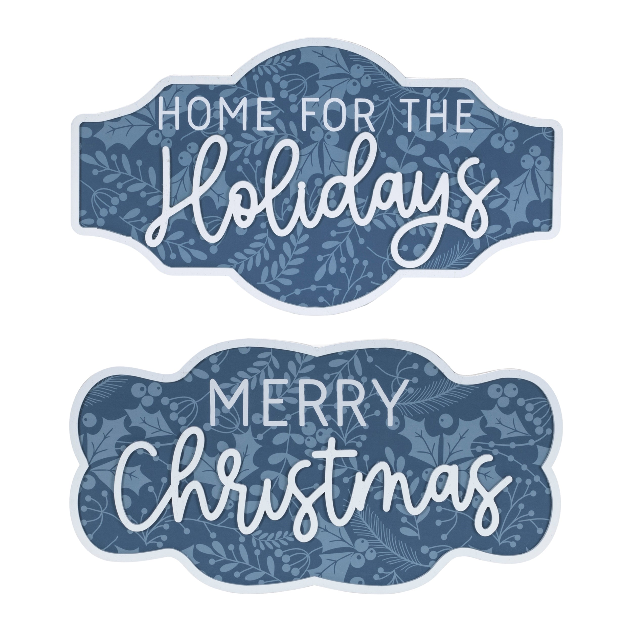 Christmas/Holidays Sign (Set of 2) 18L x 9.5H, 18L x 10H MDF/Paper