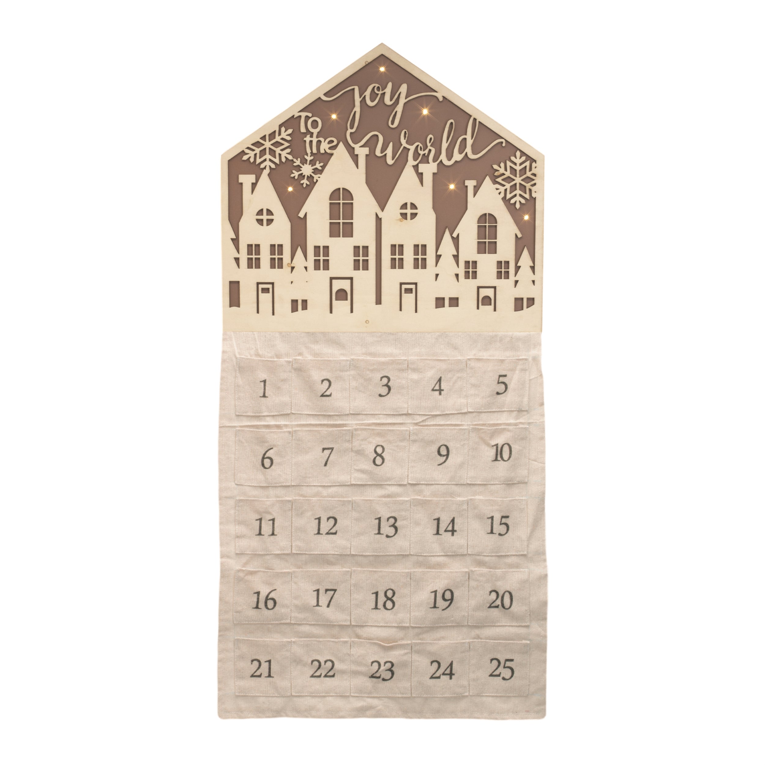 LED Joy to the World Countdown 16.5L x 34.5H MDF/Fabric 2 AA Batteries Not Included