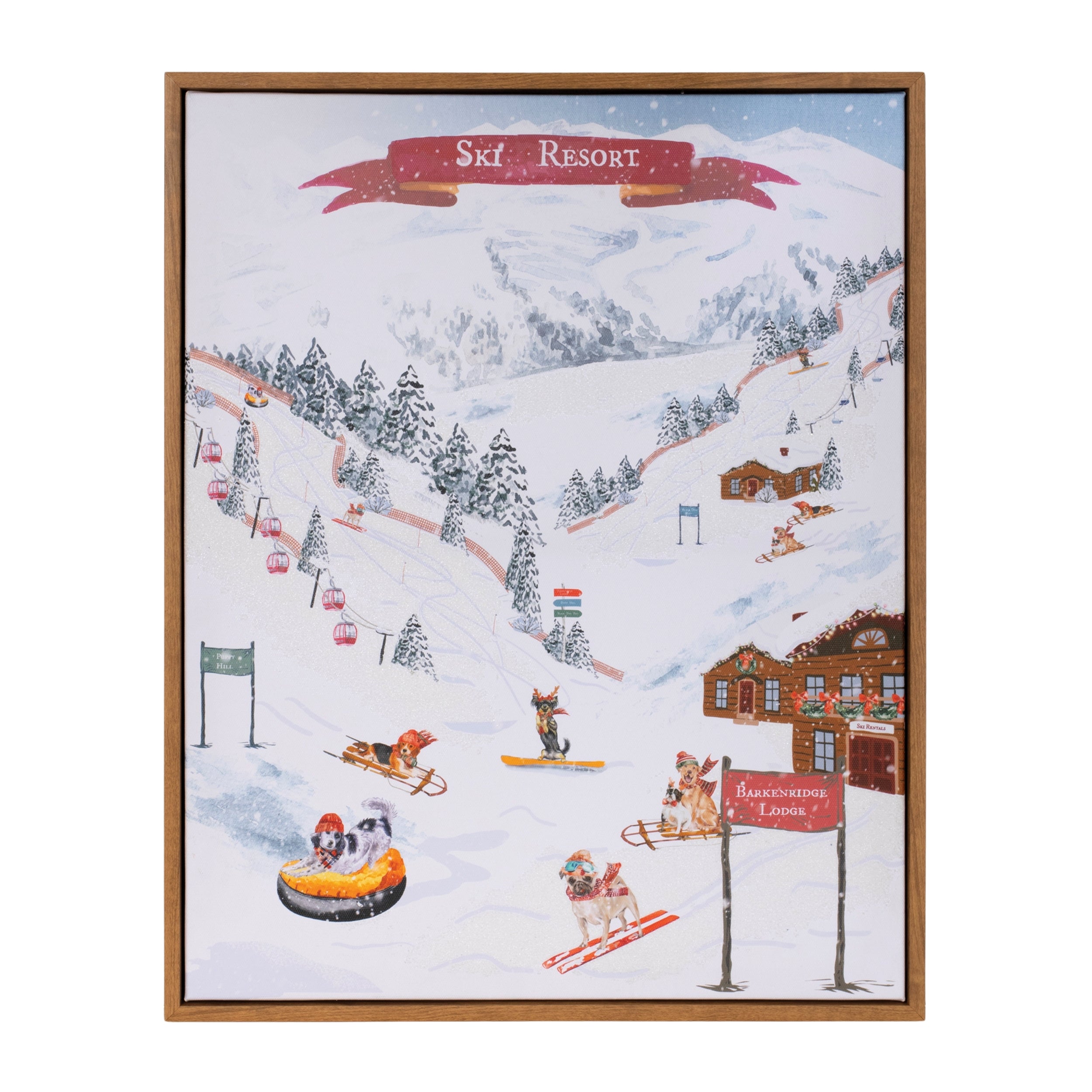 Ski Dogs Print 16L x 20H Plastic/Canvas/MDF