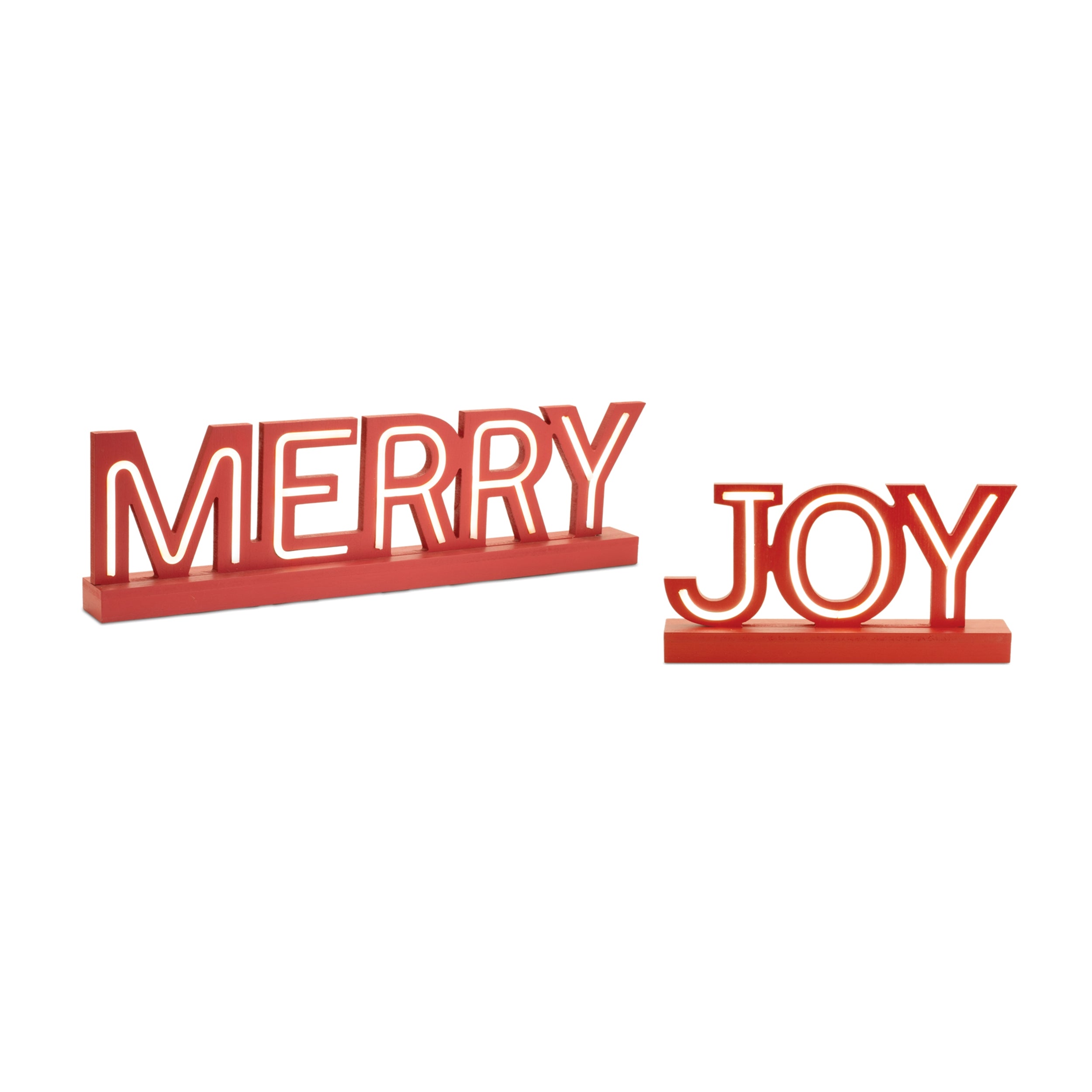 LED Joy and Merry (Set of 2) 13.5L x 6.5H, 24L x 6.5H MDF 2AA Batteries Not Included/USB Cord Included
