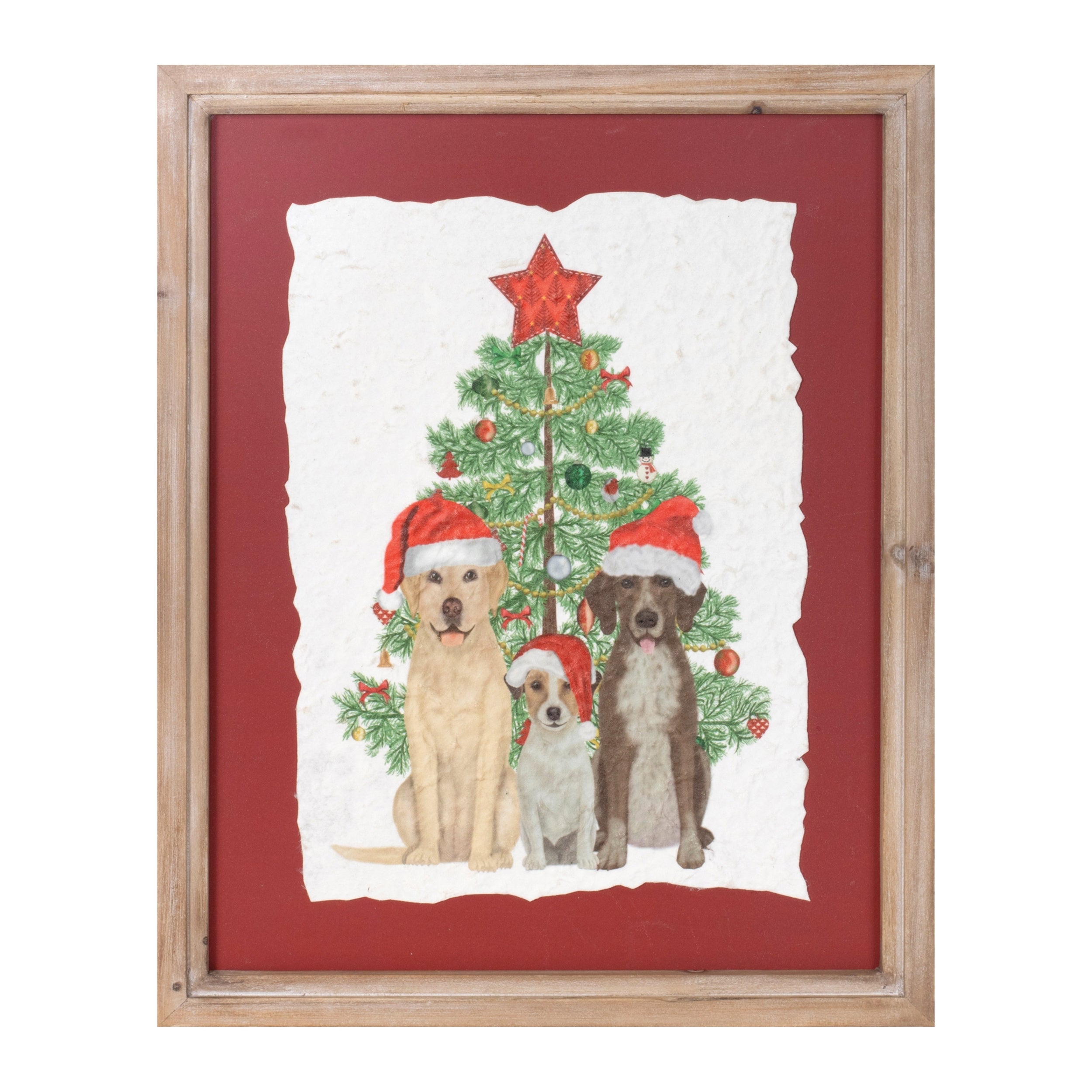 Dogs with Tree Frame 11.5L x 15H MDF/Wood