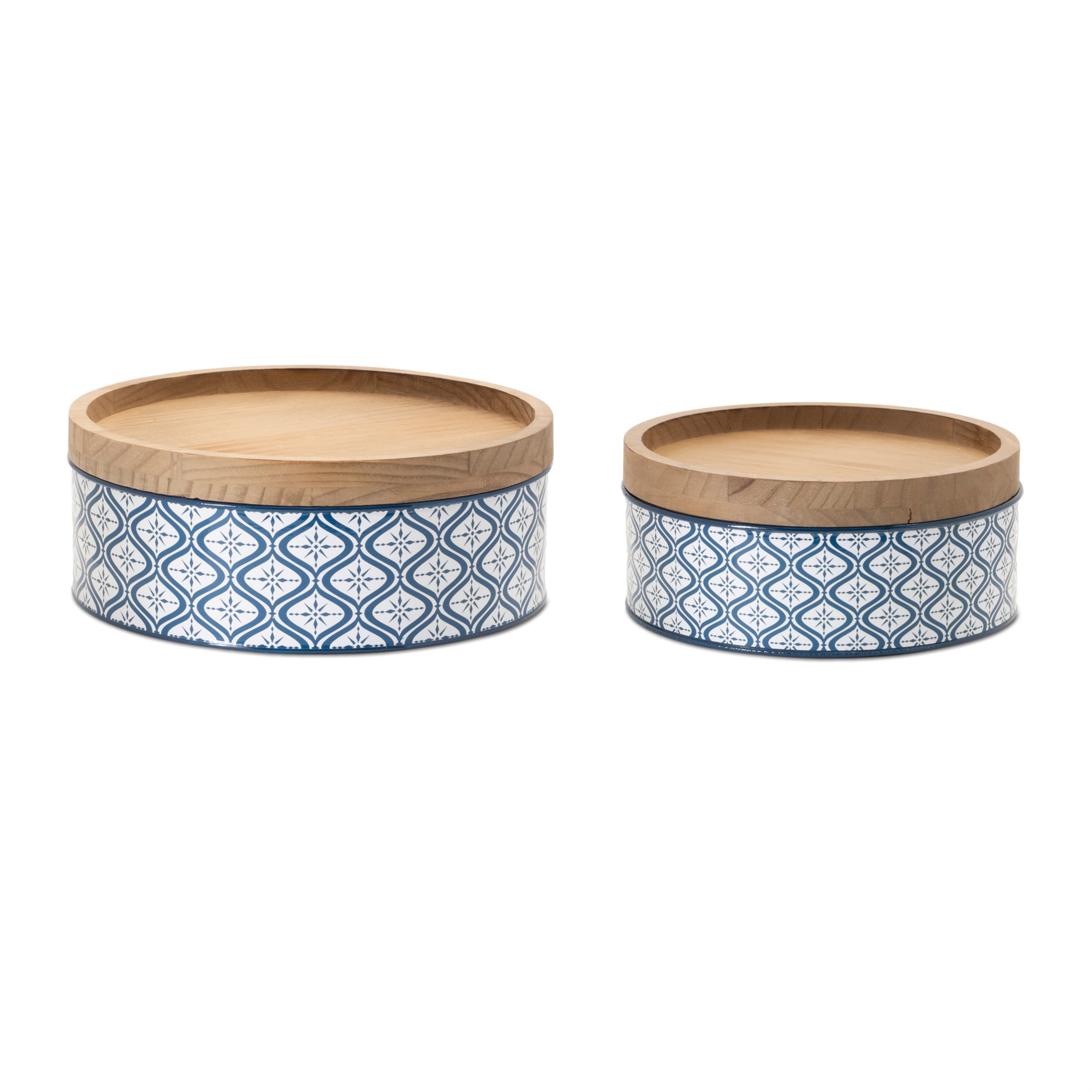 Canister (Set of 2) 9D x 4H, 11D x 4.25H Iron/Wood