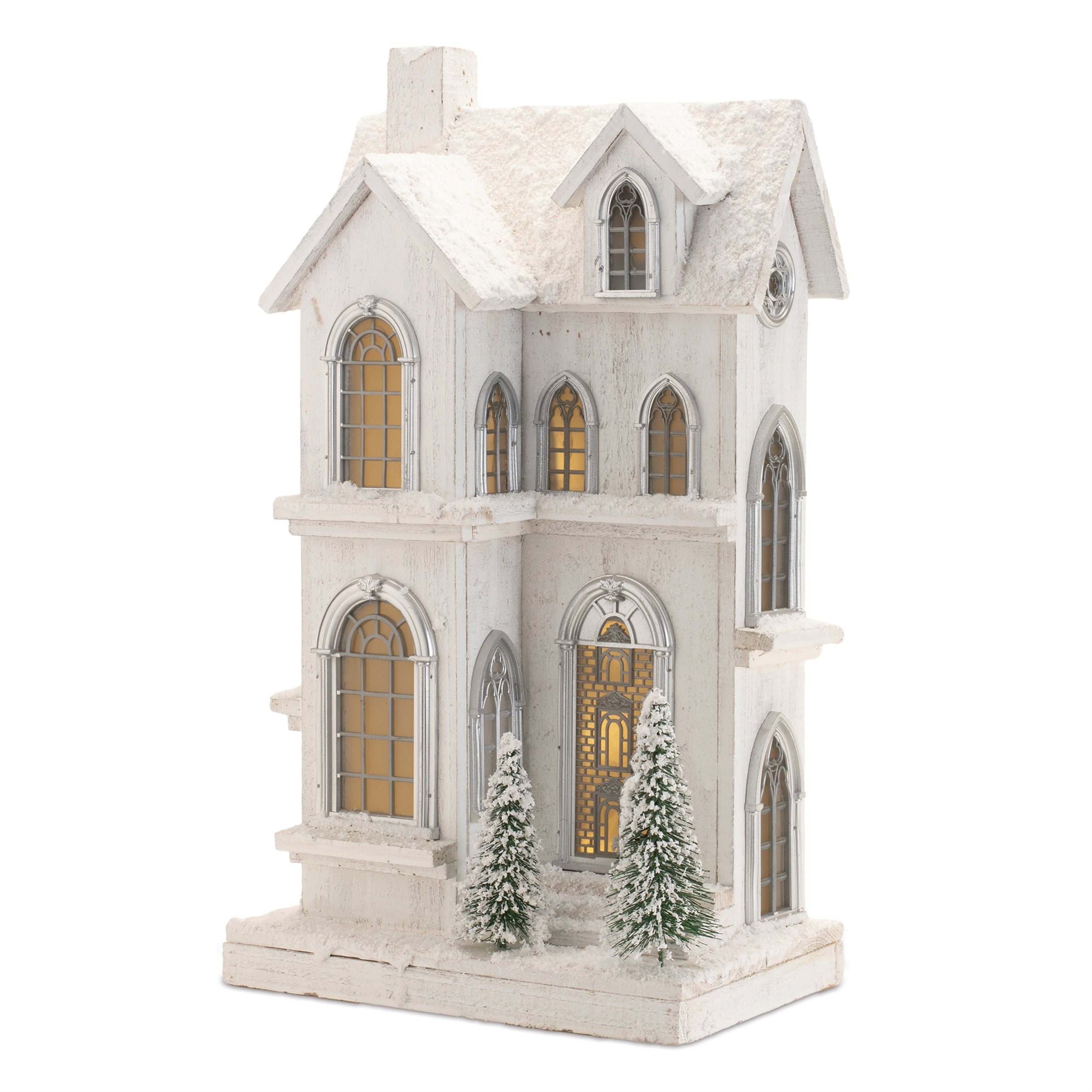LED House 11.5L x 21.5H Wood 3 AA Batteries Not Included/USB Cord Included