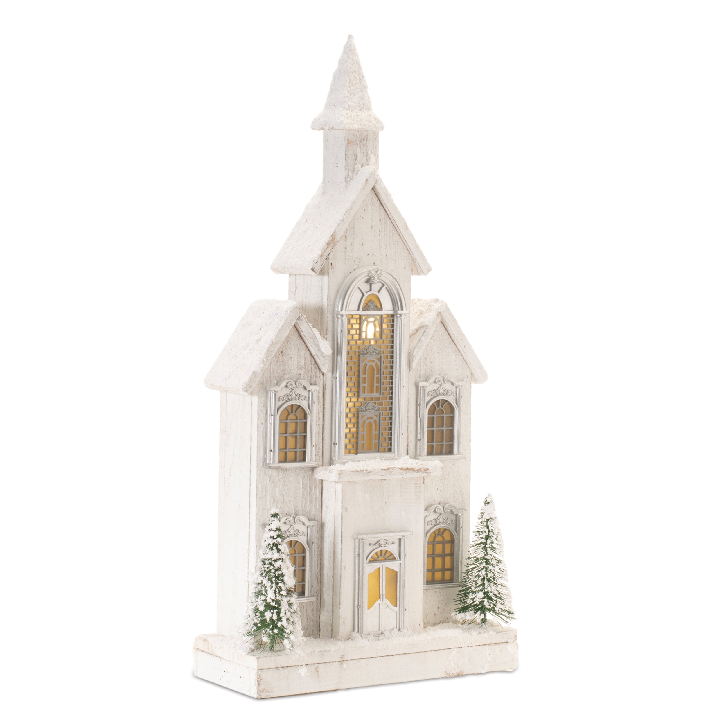 LED Church 10.75L x 22H Wood 3 AA Batteries Not Included/USB Cord Included