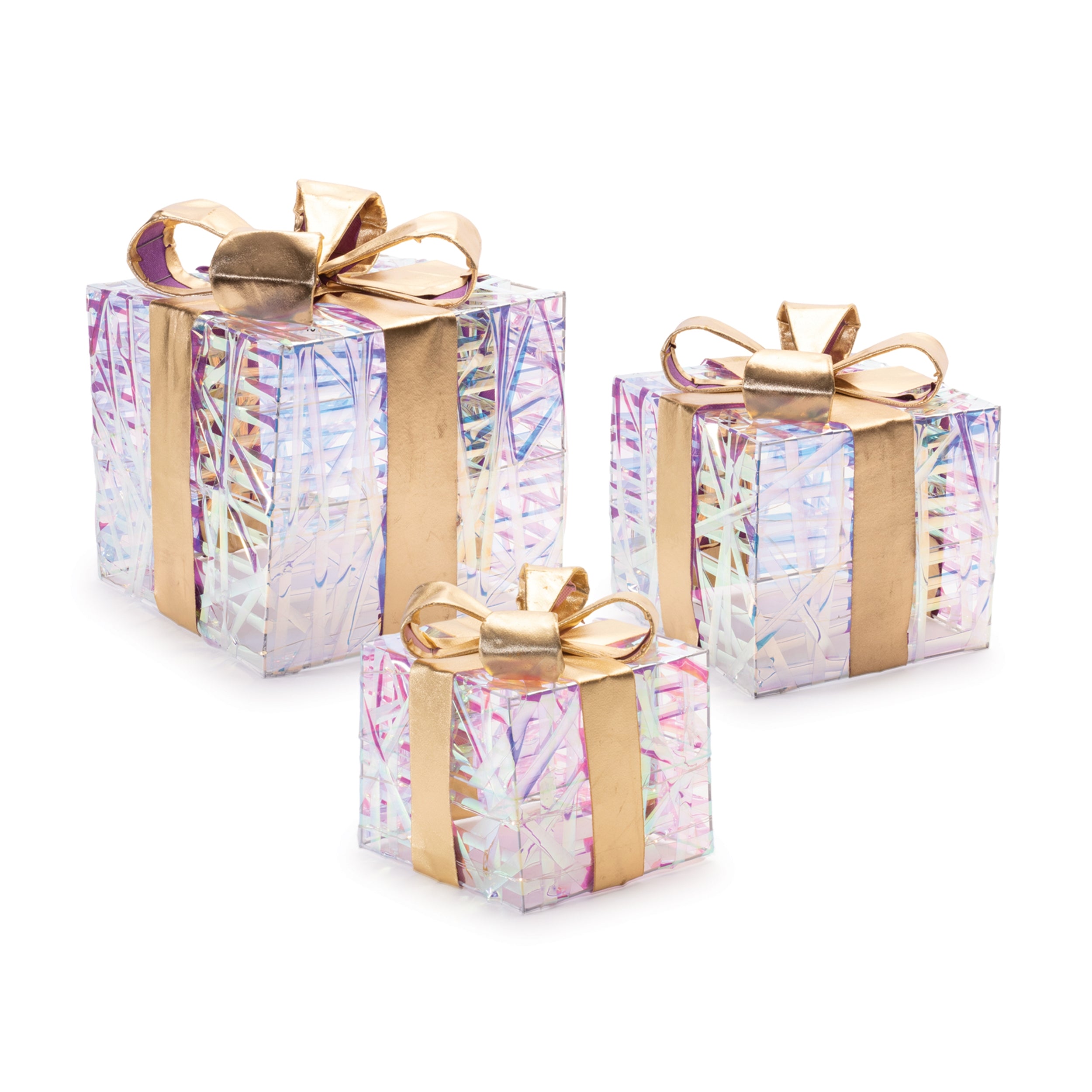 LED Package (Set of 3) 6SQ x 6.5H, 8SQ x 9H, 10SQ x 11.5H PVC/Wire 3 AA Batteries Not Included/USB Cord Included