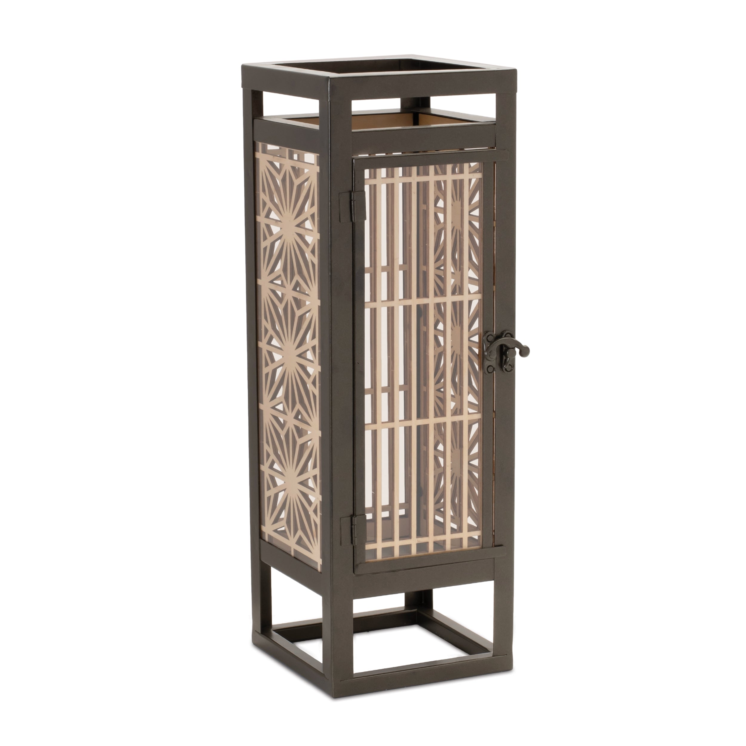 Candle Holder 5SQ x 15H Iron/Wood