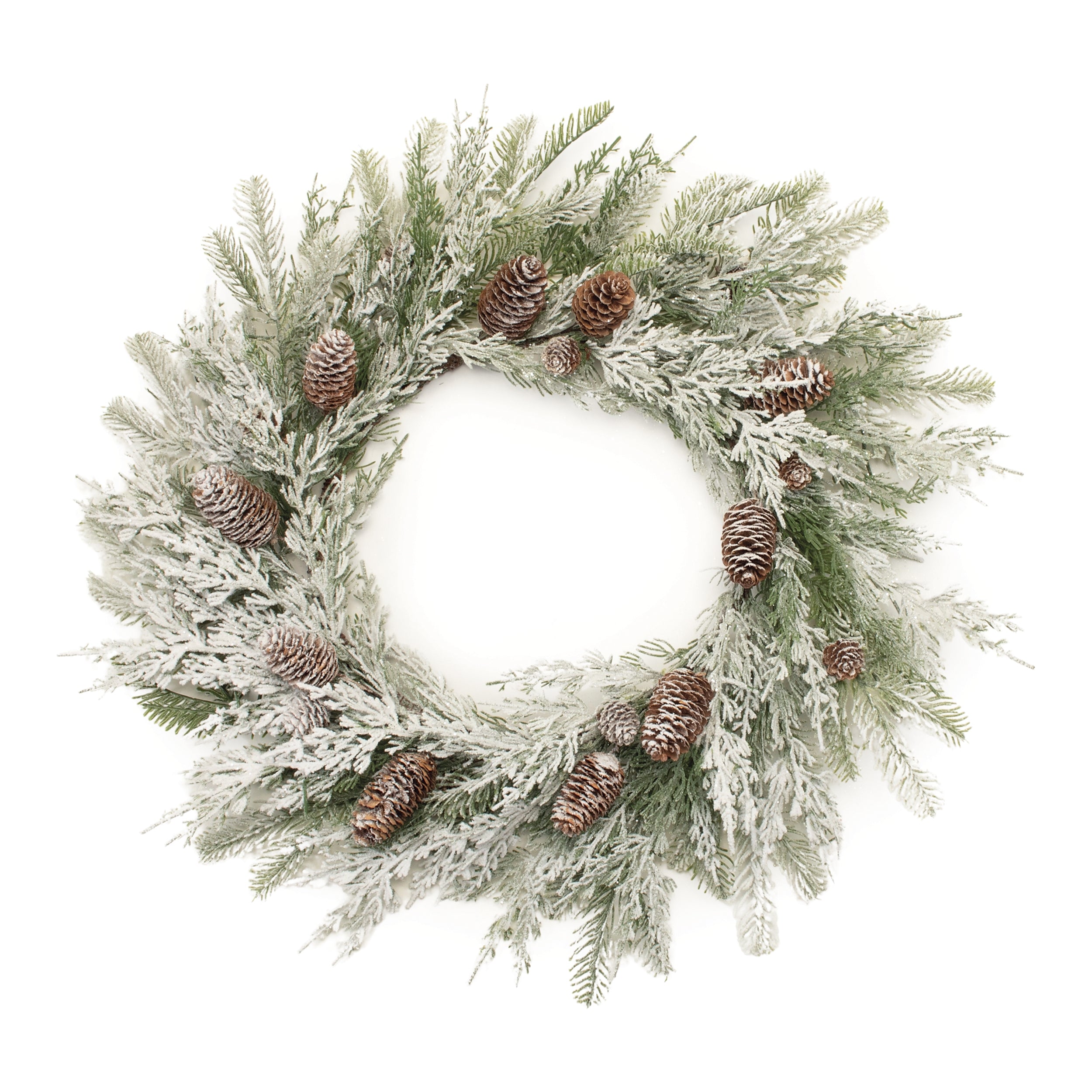 Frosted Mixed Pine Wreath 27D Plastic