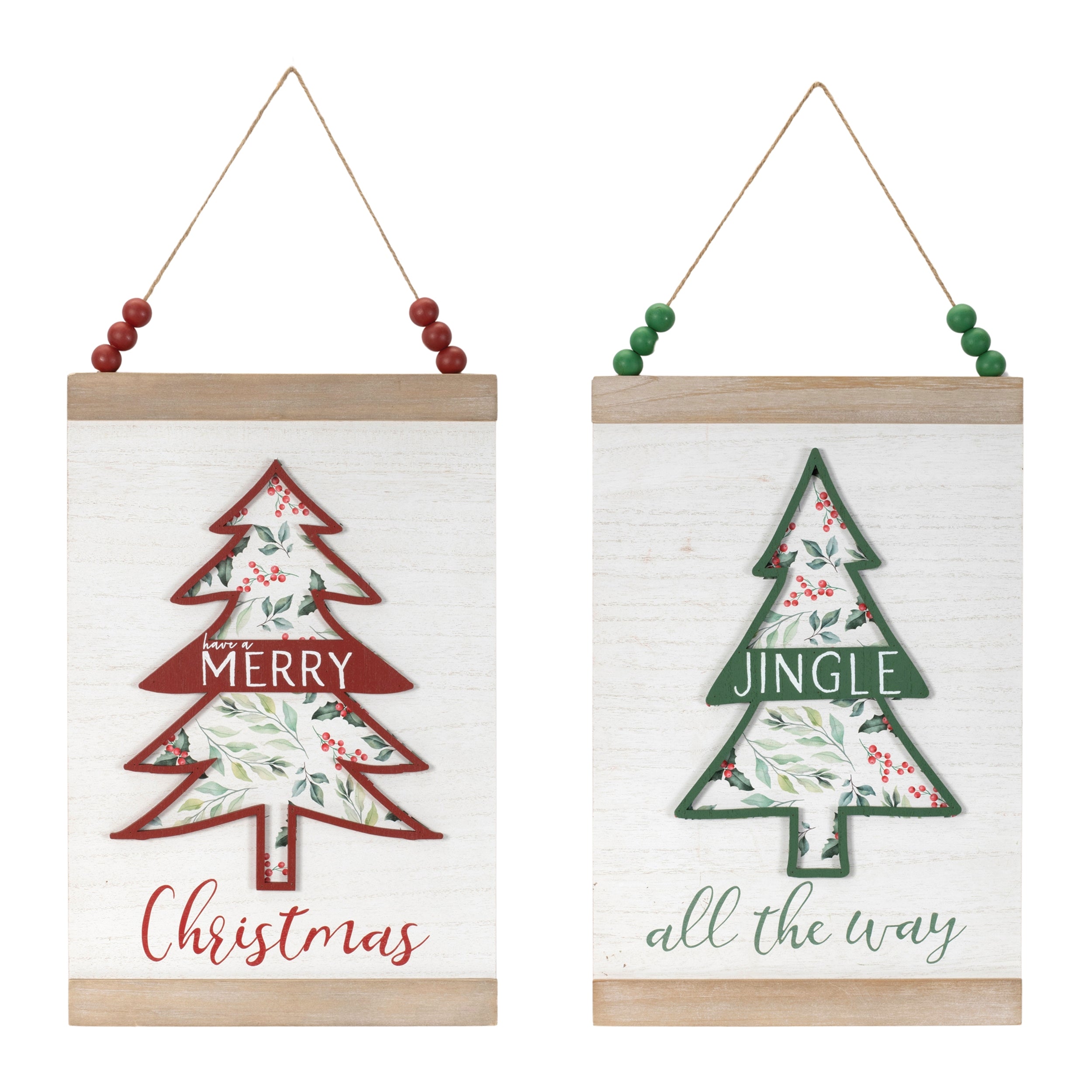 Christmas Banner (Set of 2) 10.5L x 16H Wood/MDF