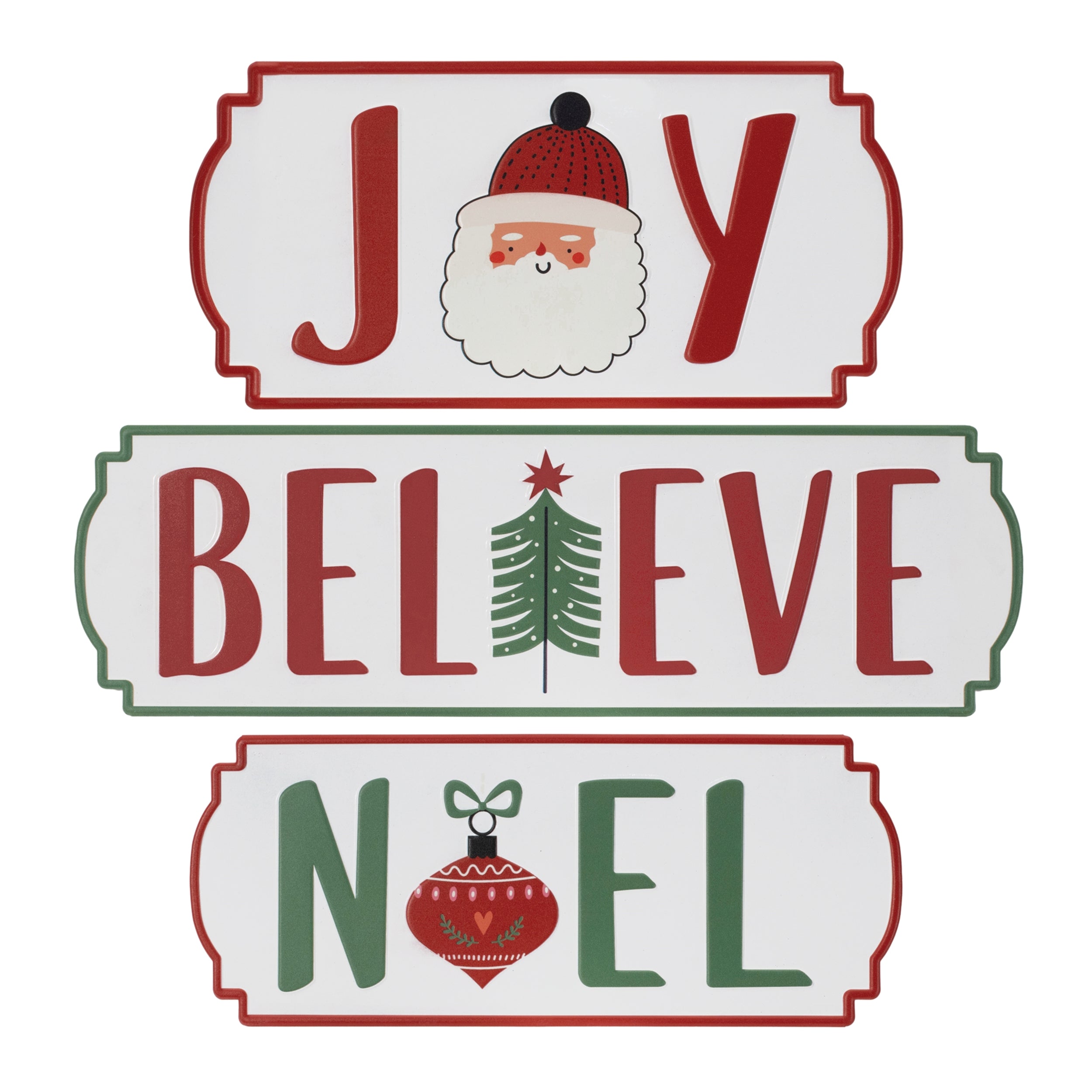 Joy/Noel/Believe Plaque (Set of 3) 12.5L x 6H, 15L x 6H, 20L x 6H Iron