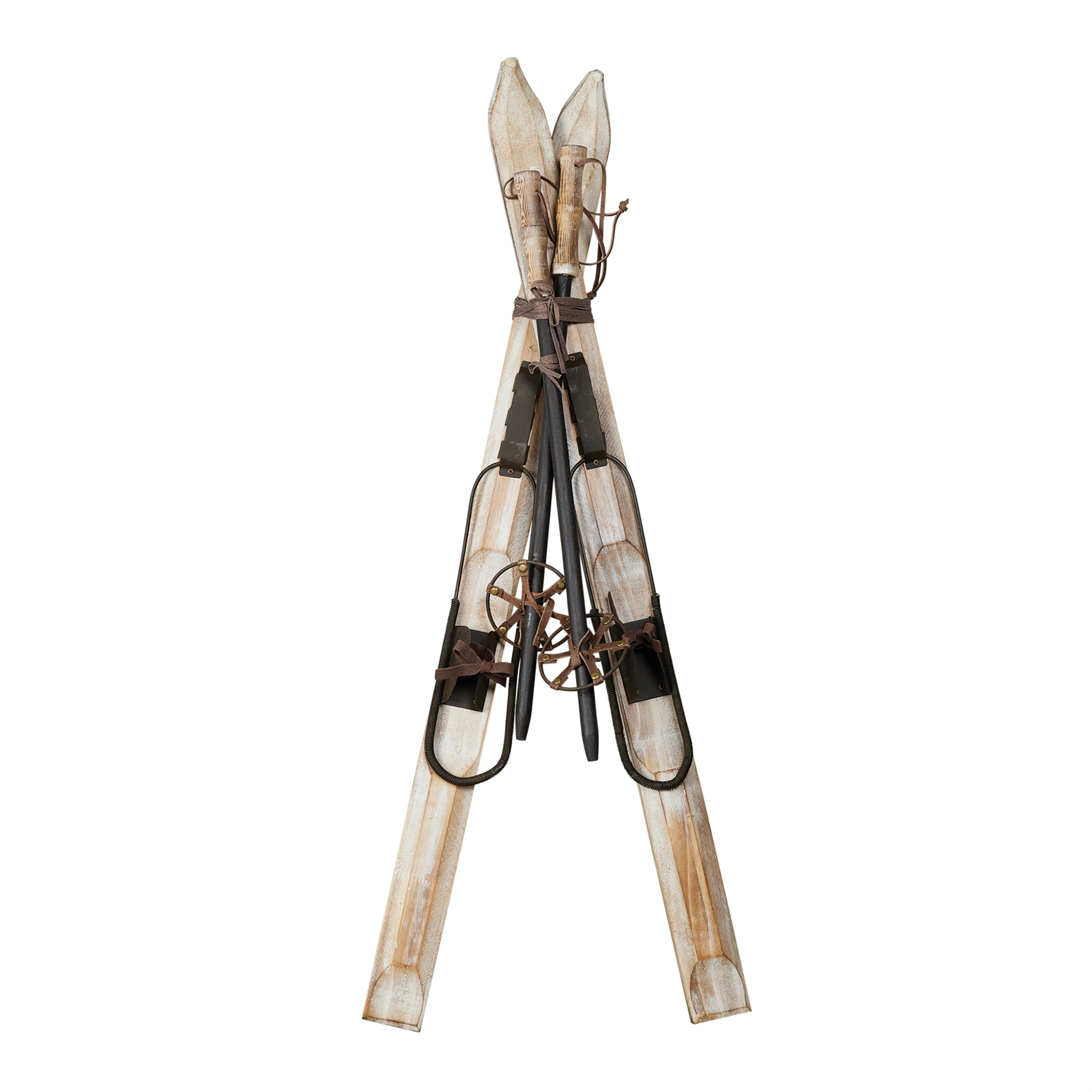 Pair of Skis w/Poles 36H Wood/Metal