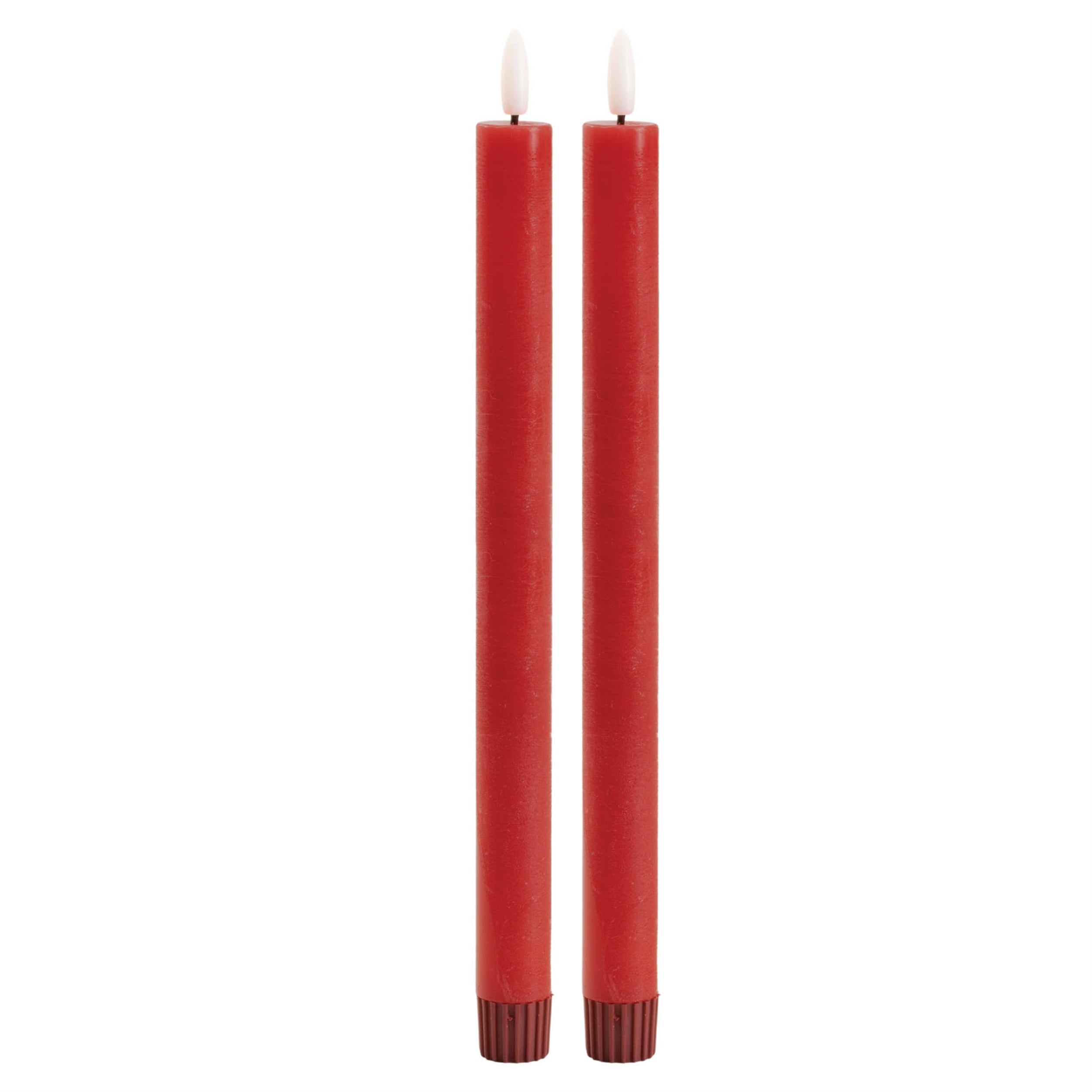 FIA Wick Taper Candle (Set of 2) RED 11H Wax/Plastic 2 AAA Batteries Not Included