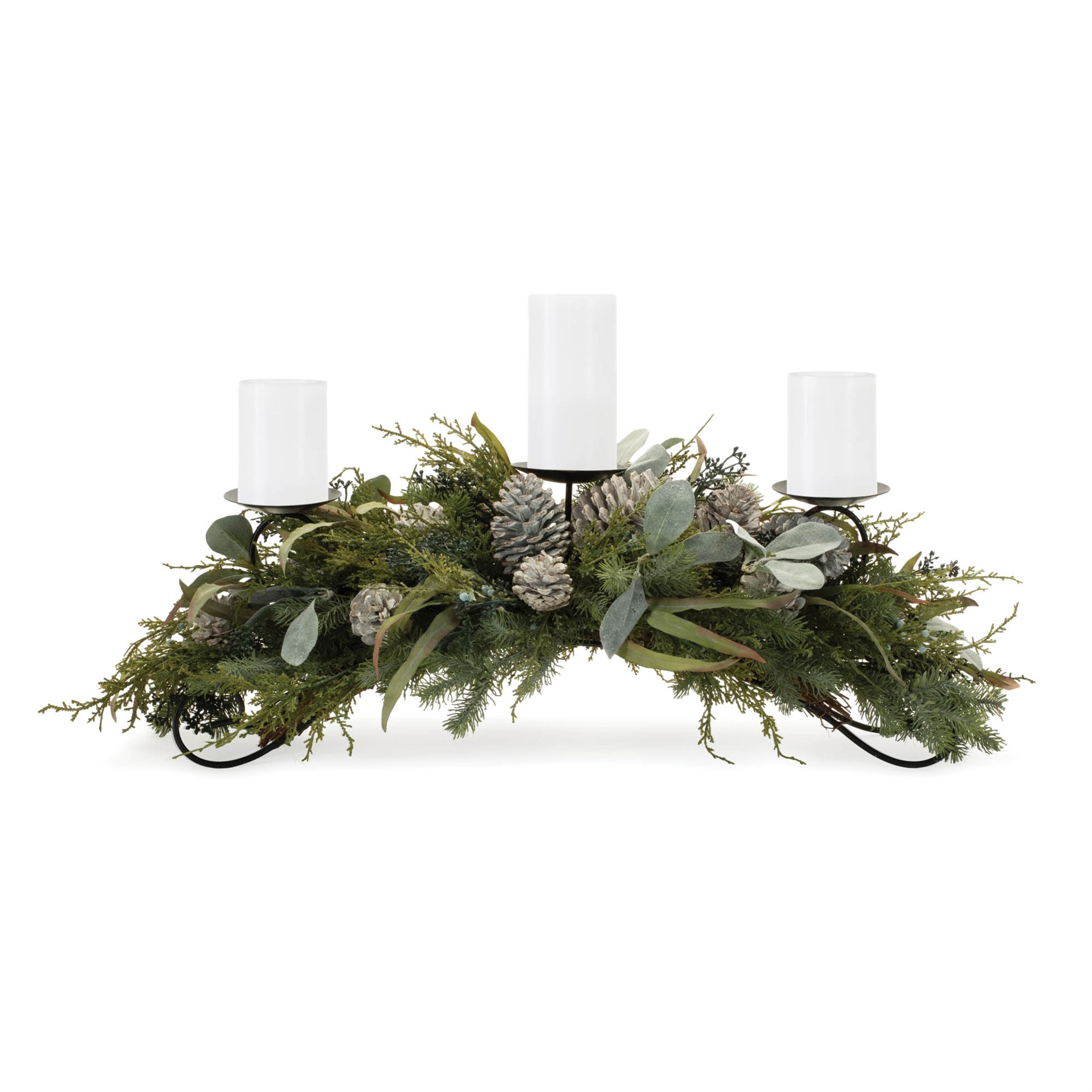 Mixed Pine Candle Holder Centerpiece 32L x 13W x 12H PVC