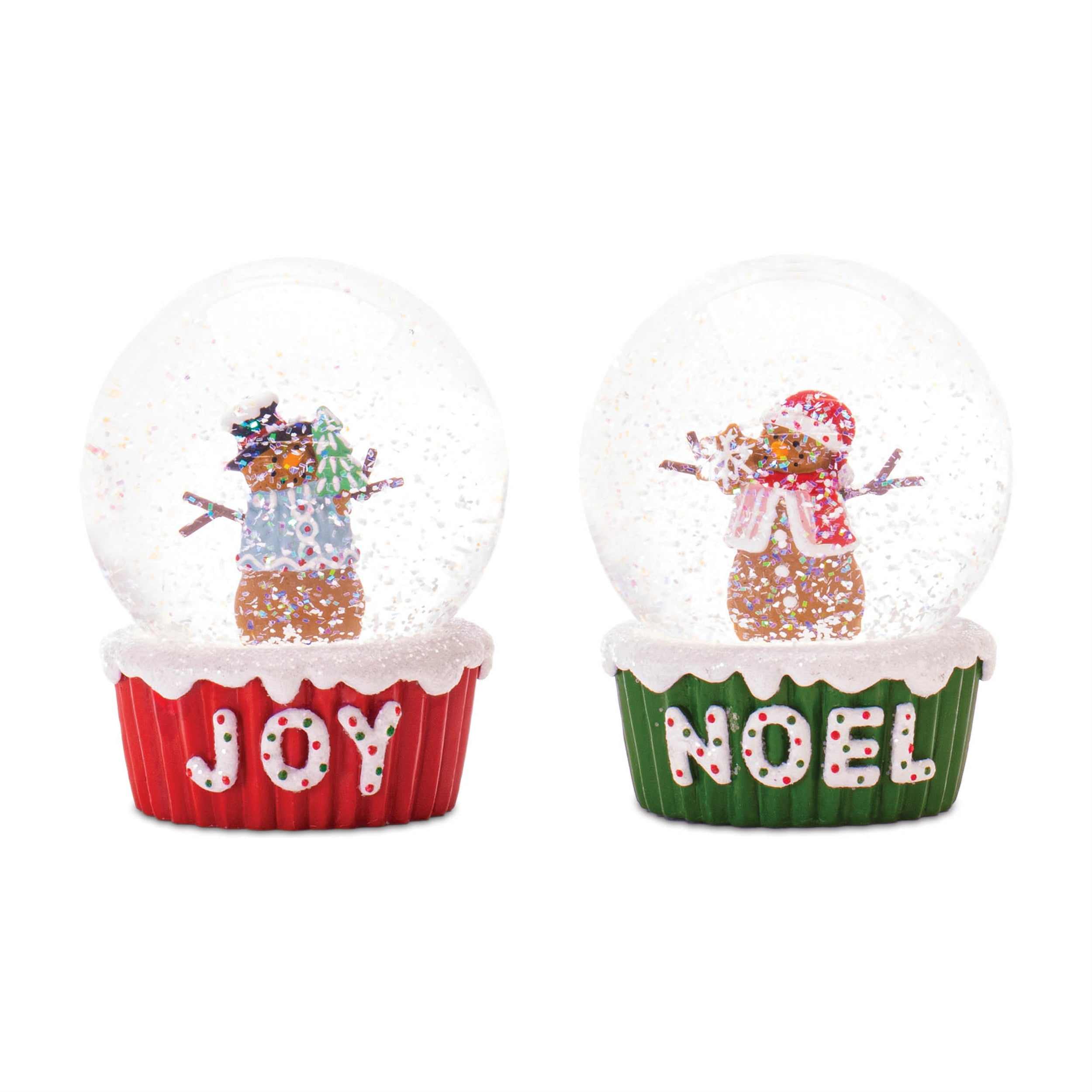 Snow Globe w/Gingerbread Snowman (Set of 2) 4H Resin