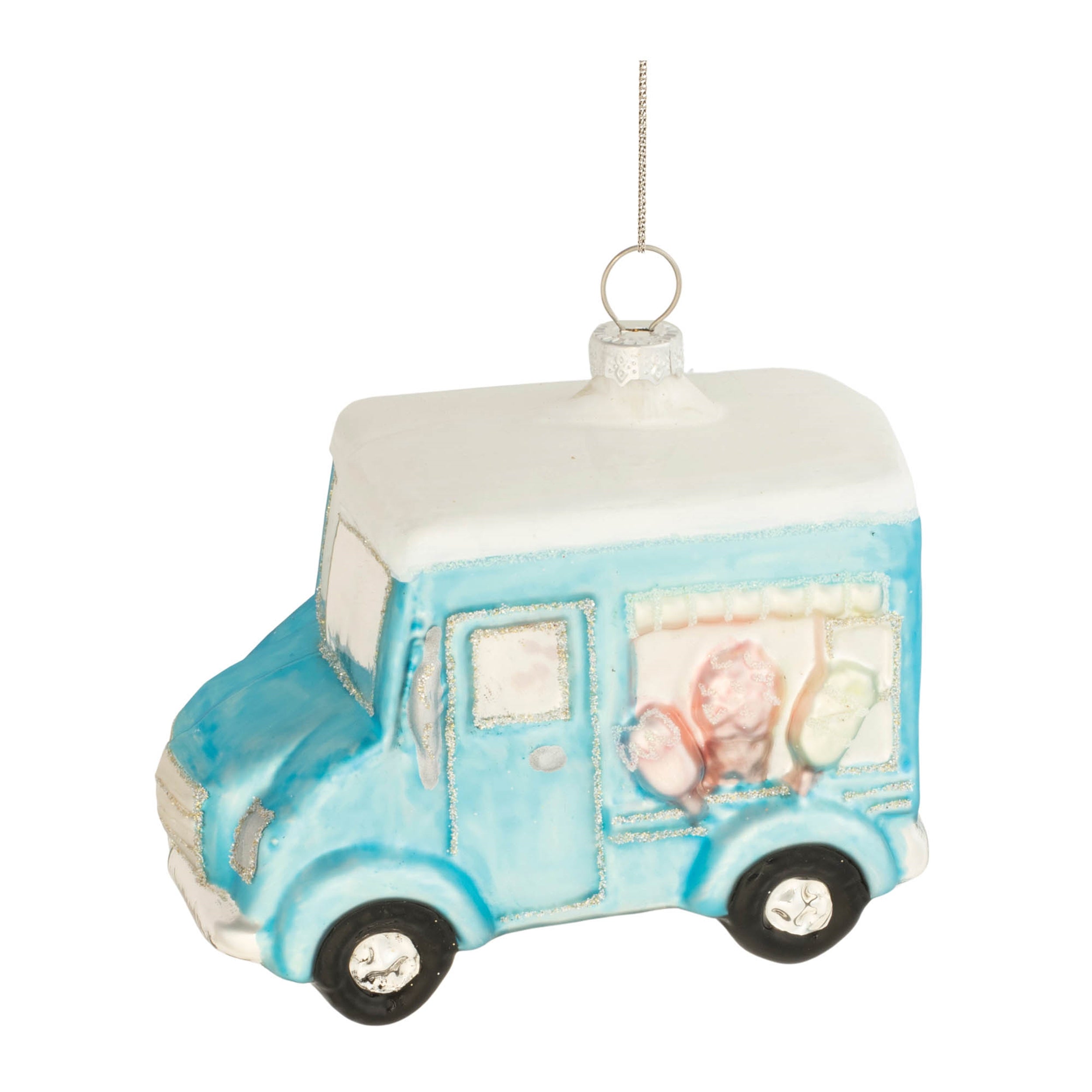 Ice Cream Truck Ornament (Set of 12) 4H Glass