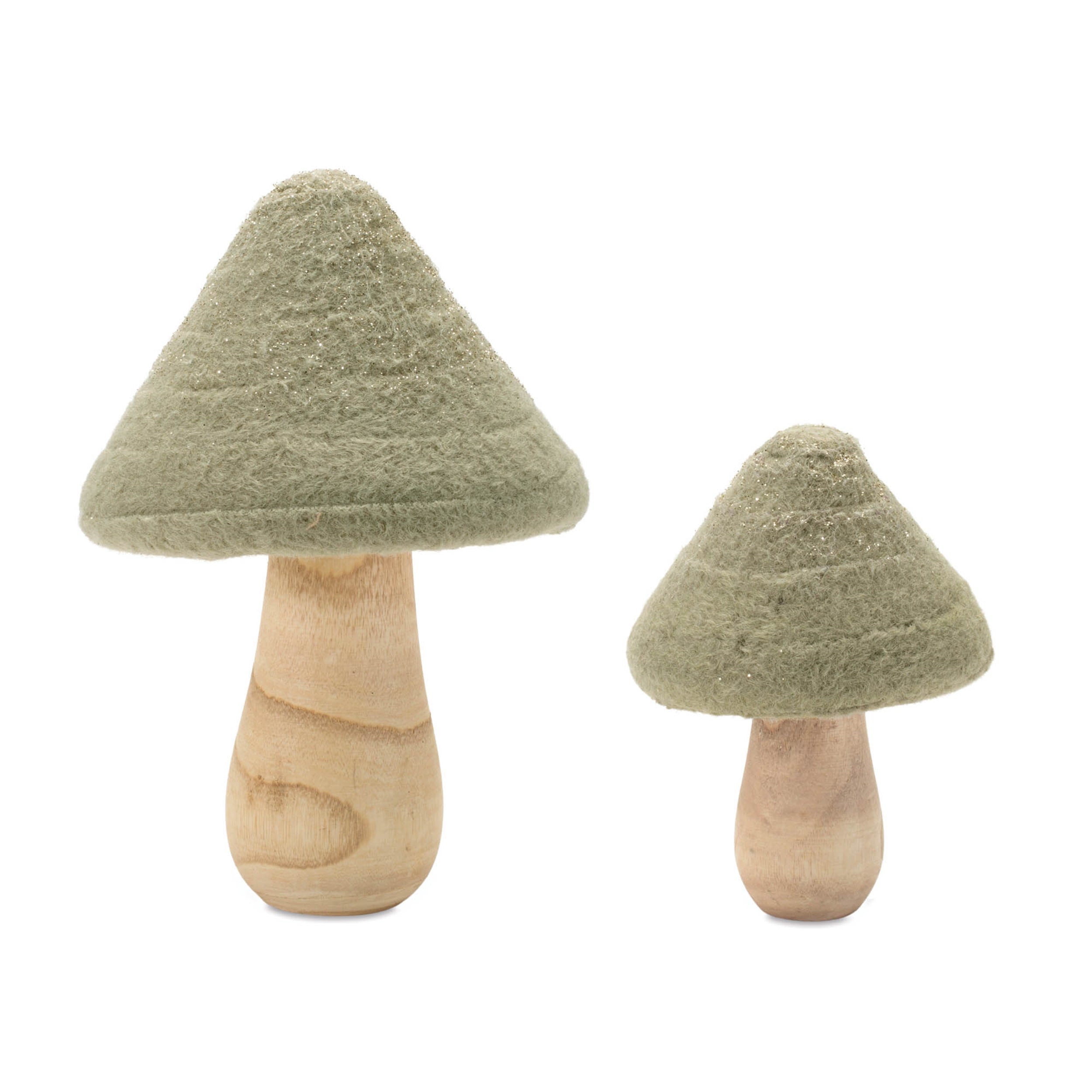 Mushroom (Set of 2) 5H, 7.5H Wood/Fabric