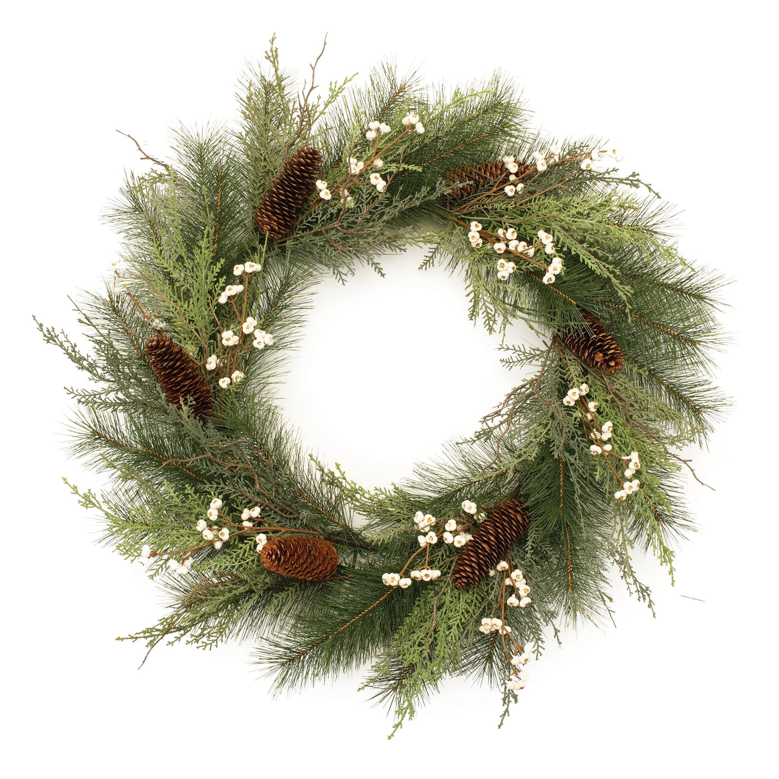 Pine w/Tallow Berry Wreath 28D PVC
