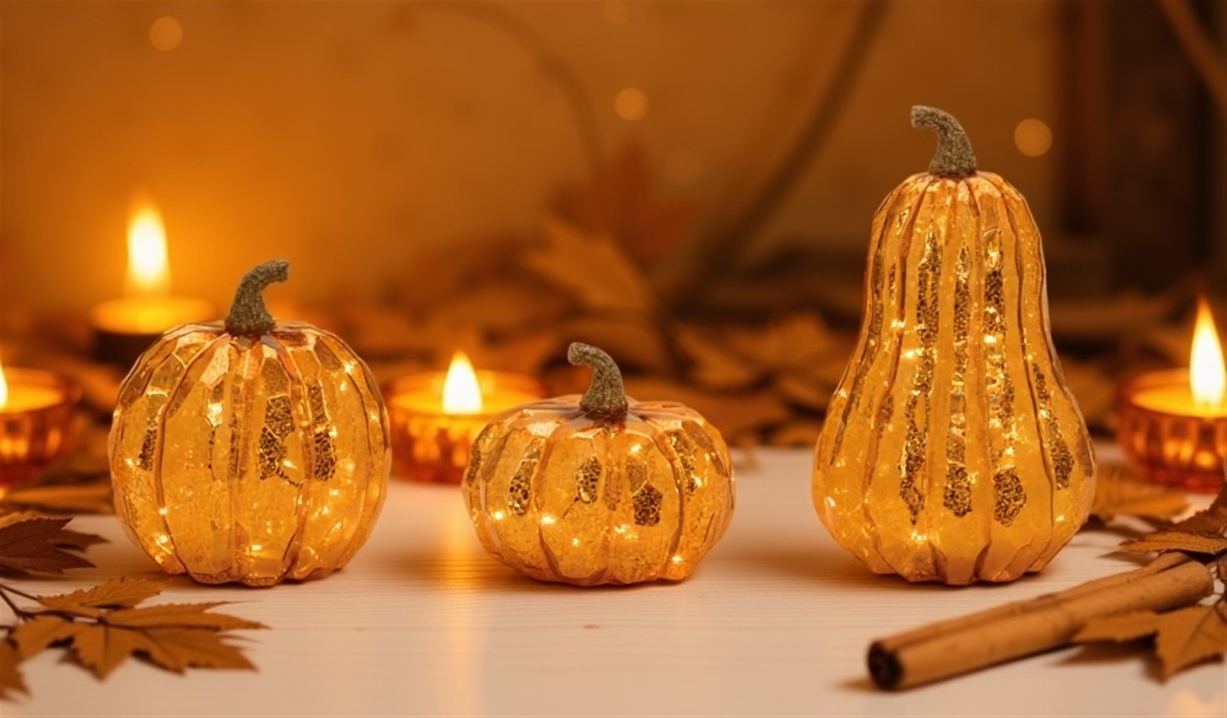 LED Pumpkin (Set of 3) 6.5H, 4.5H, 11.5H Glass 3 AAA Batteries Not Included