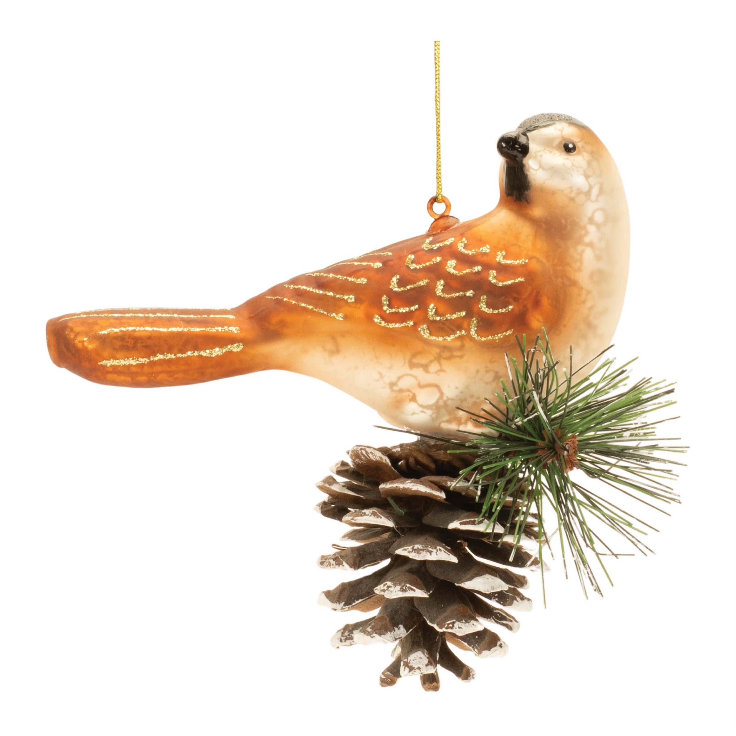 Bird and Cone Ornament (Set of 6) 5H Glass