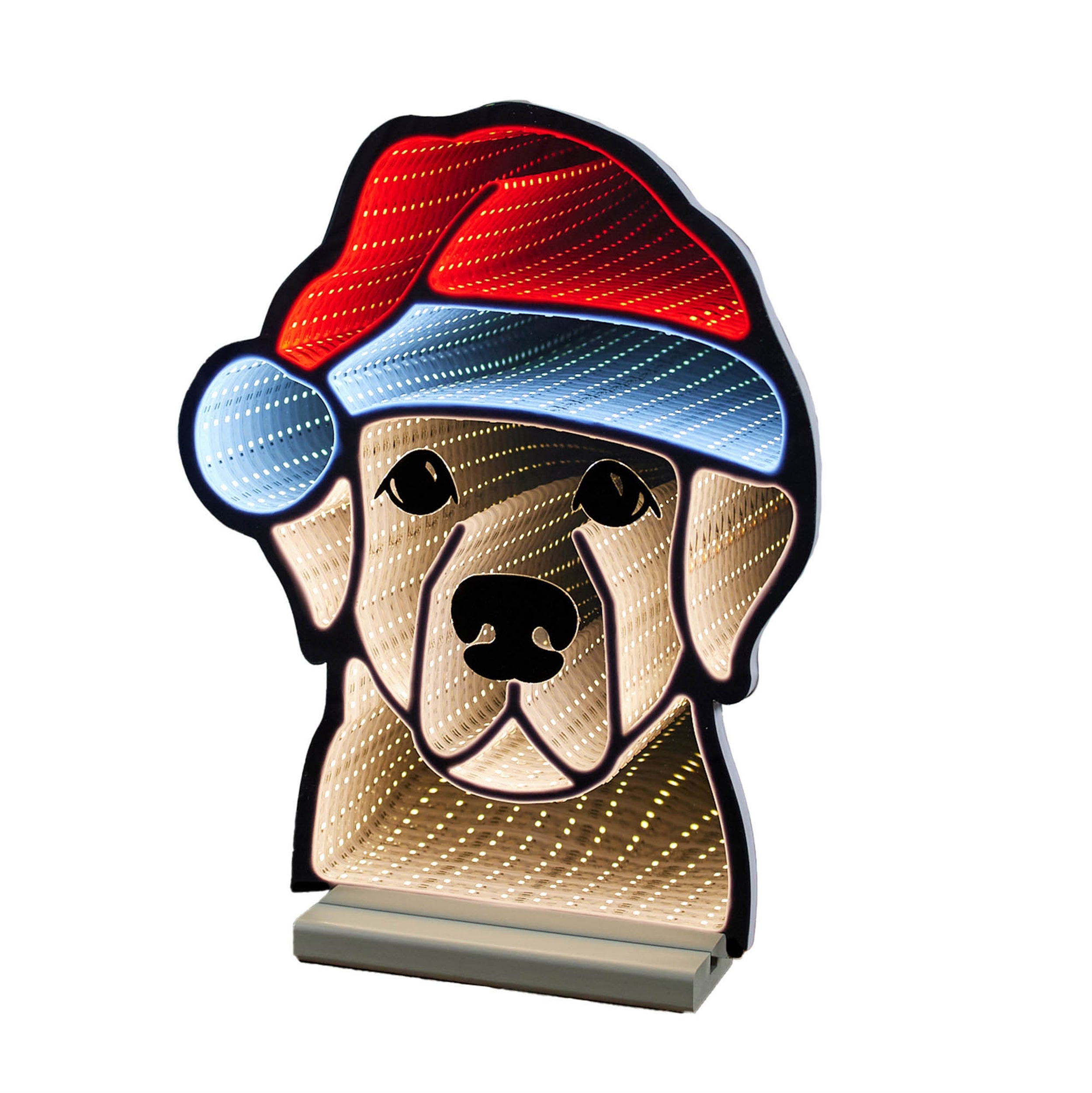 Dog w/Santa Hat Ekkolight 16.5H Acrylic UL Plug