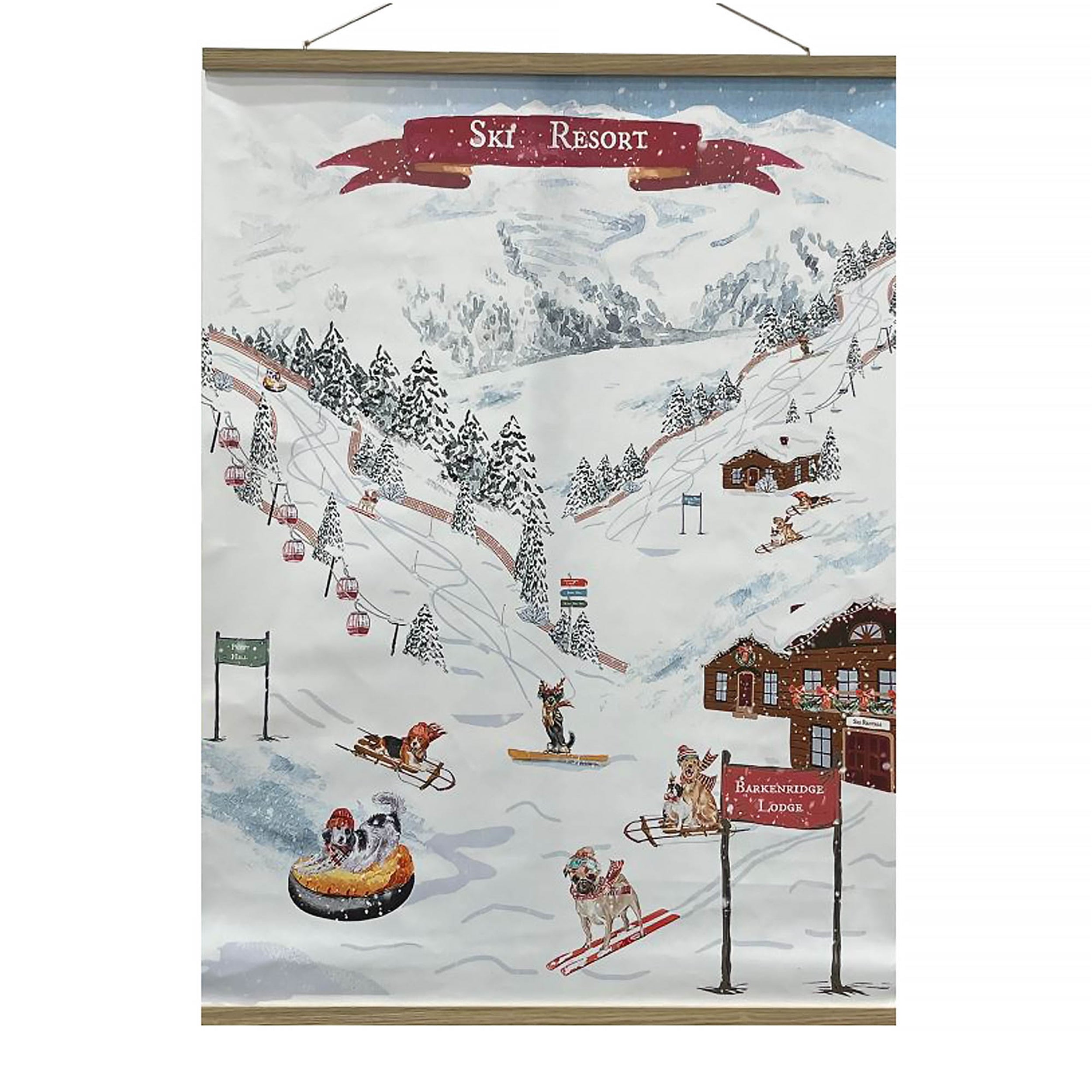 Ski Dogs Banner 36L x 48H Canvas/MDF