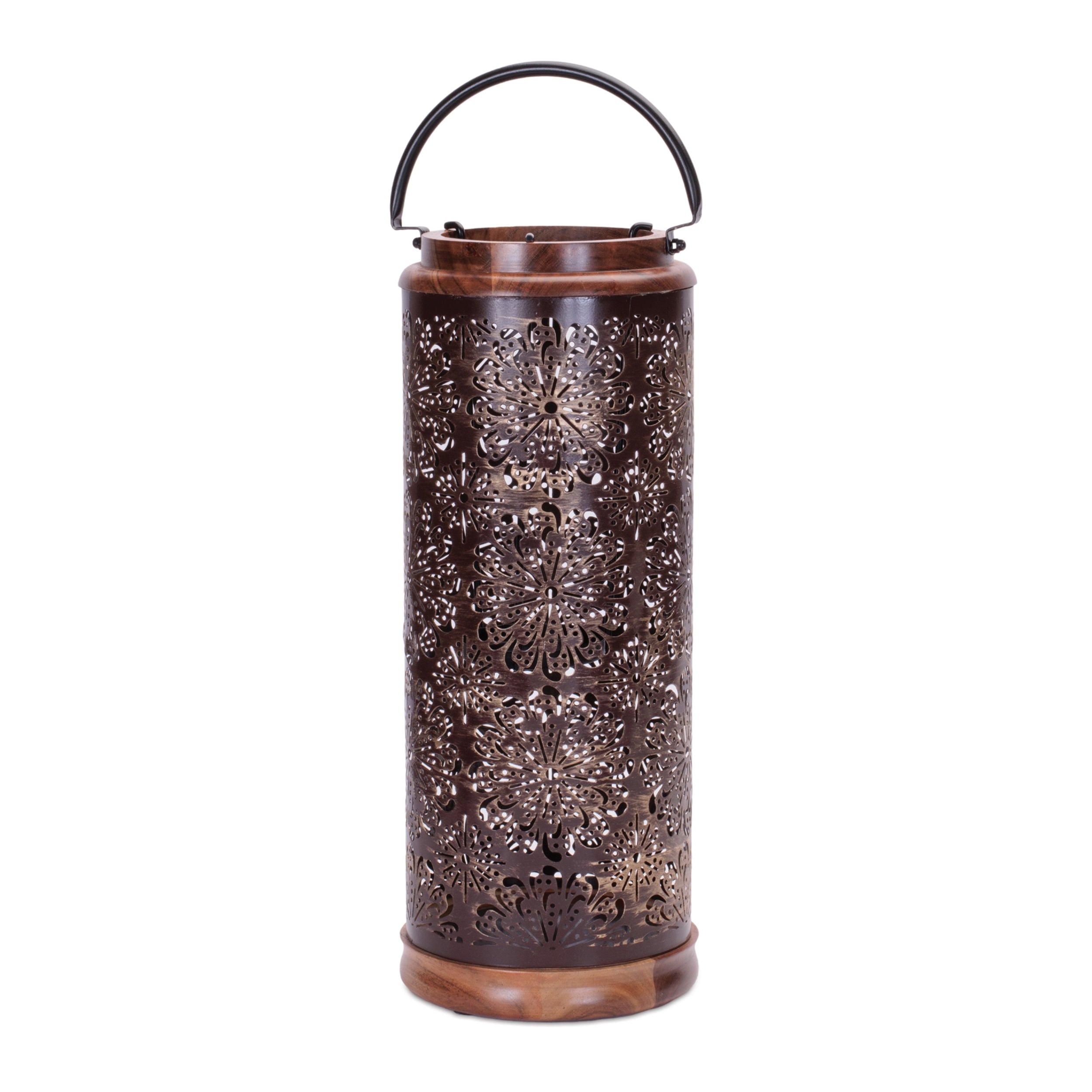 Lantern 7.5D x 19H Wood/Metal