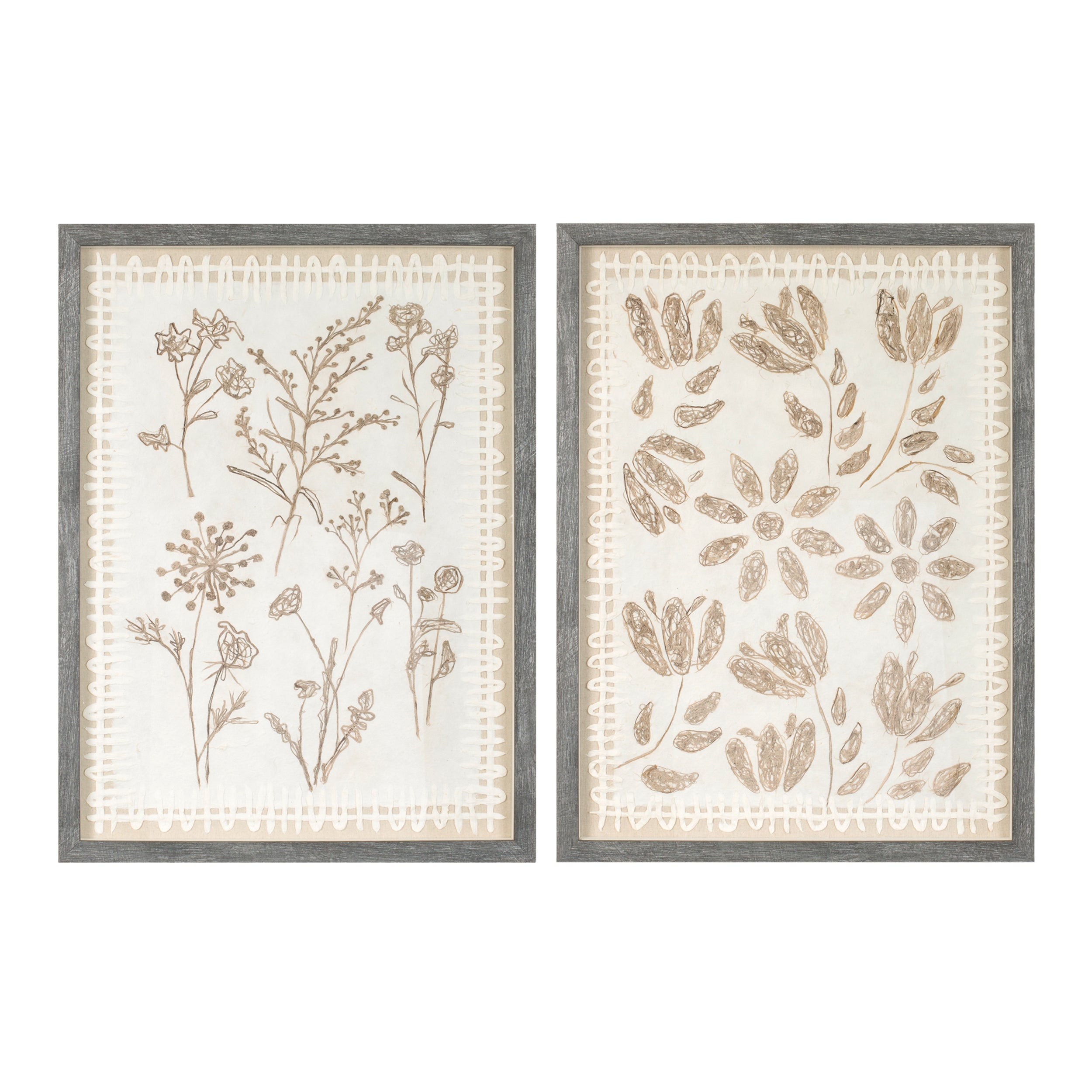 Framed Floral Wall Decor (Set of 2) 18L x 24H Glass/MDF/Paper