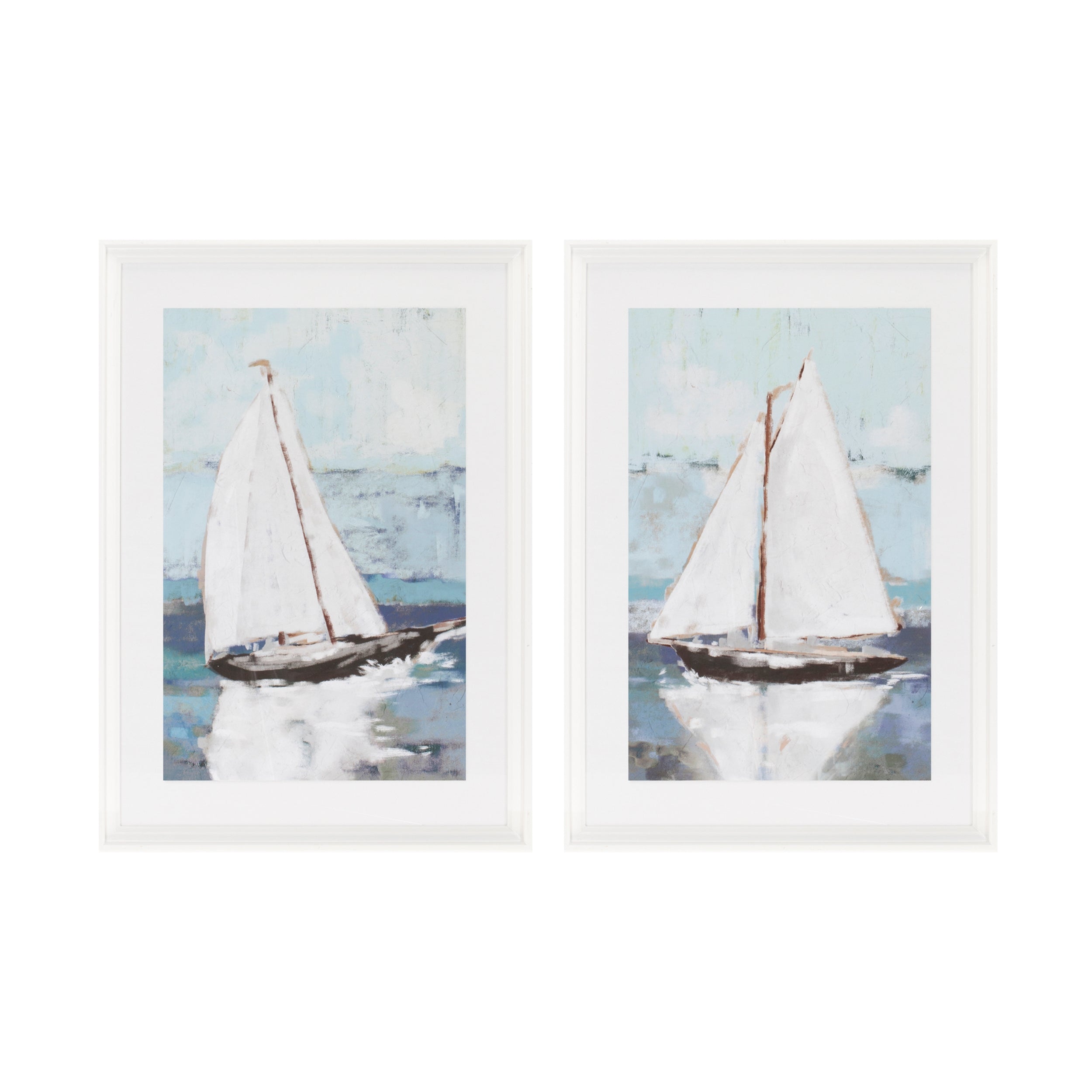 Framed Sail Boat Print (Set of 2) 19.5 x 27.5H Wood/MDF
